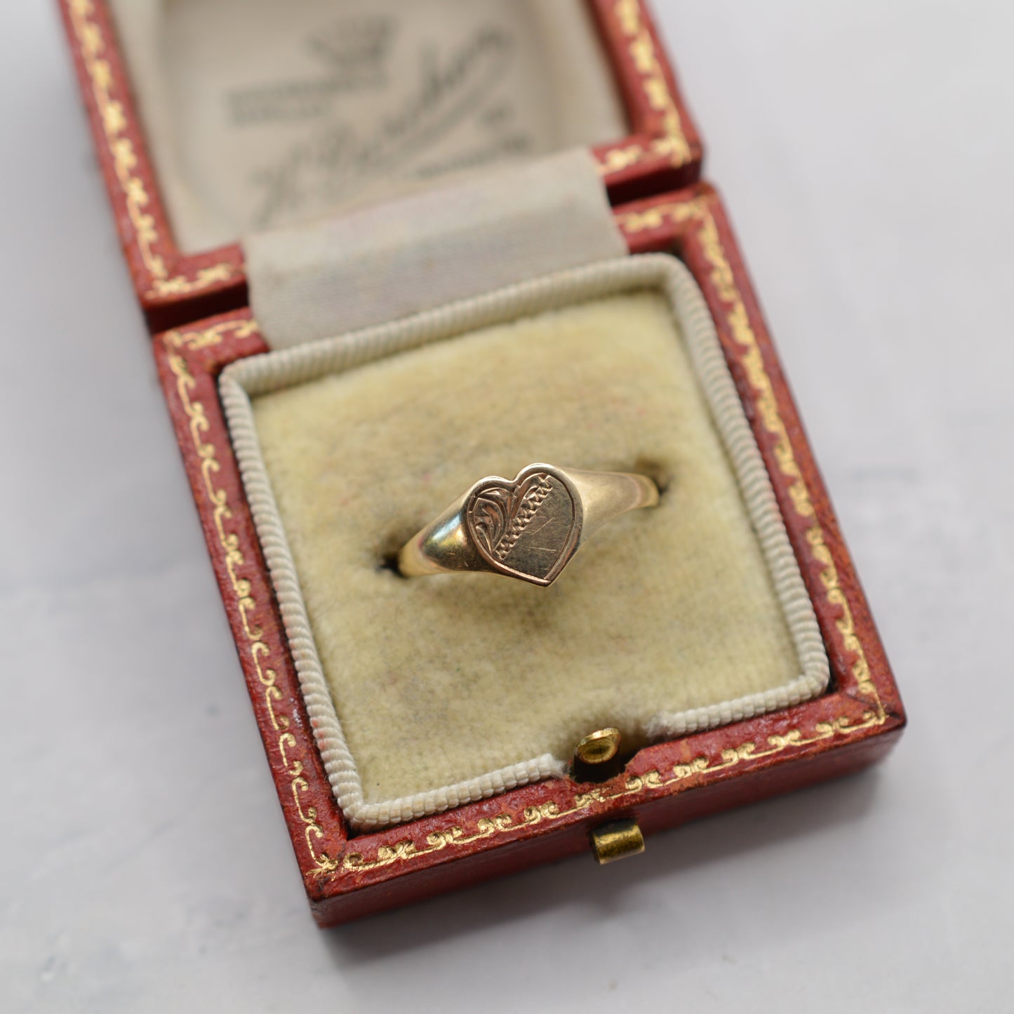 1970s Vintage 9ct Gold Heart Signet Ring