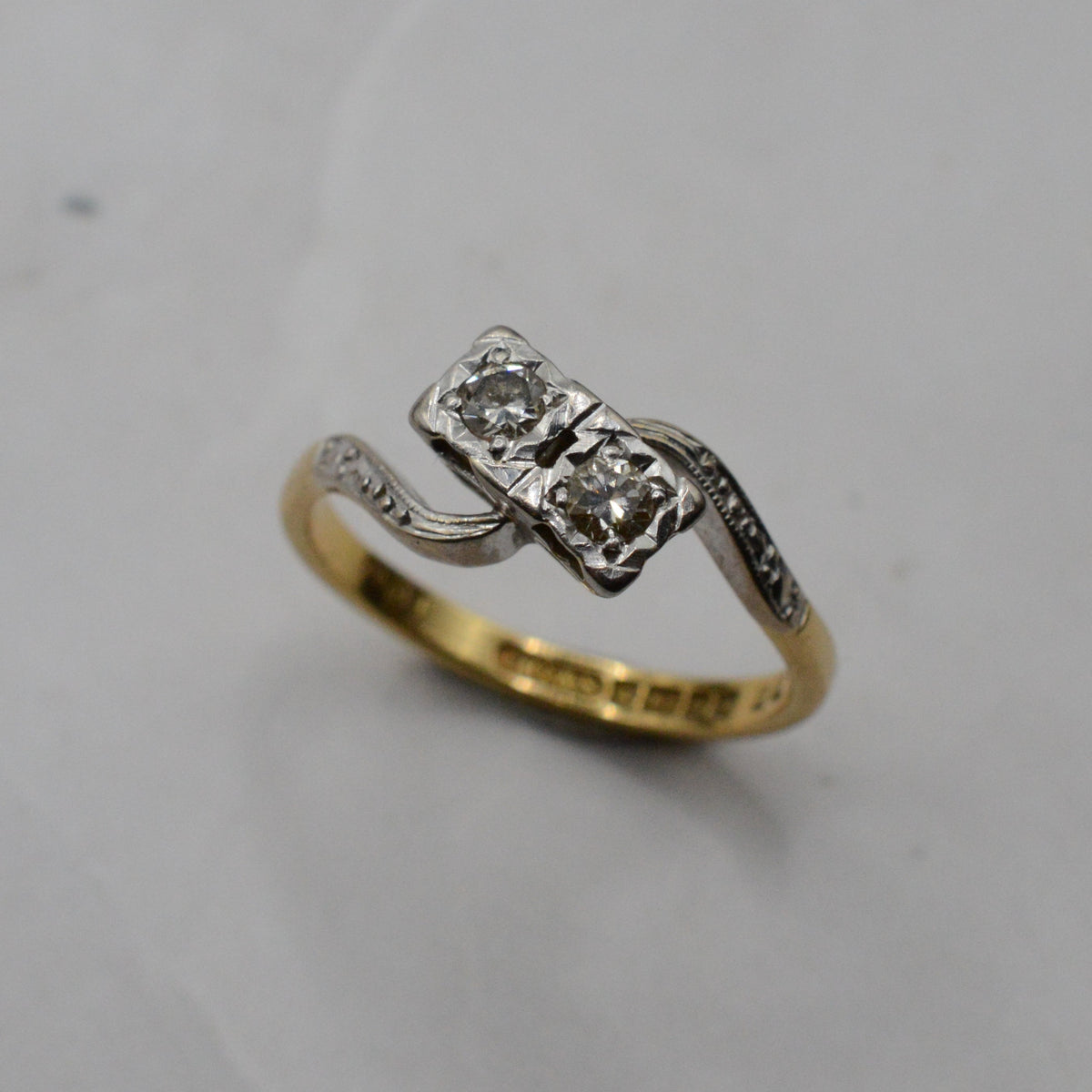 1961 Mid-Century 18ct Gold & Platinum Diamond Toi-et-Moi Ring