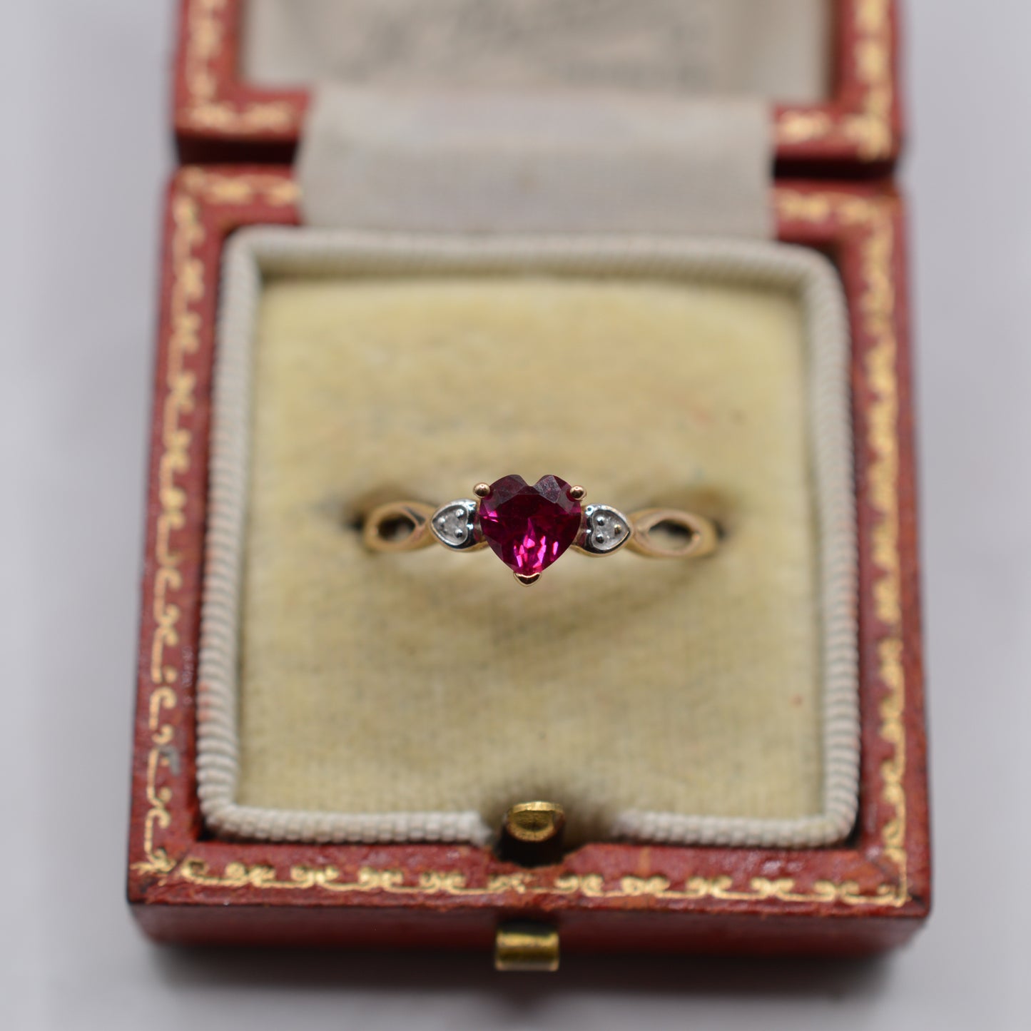 9ct Gold Ruby & Diamond Heart Ring