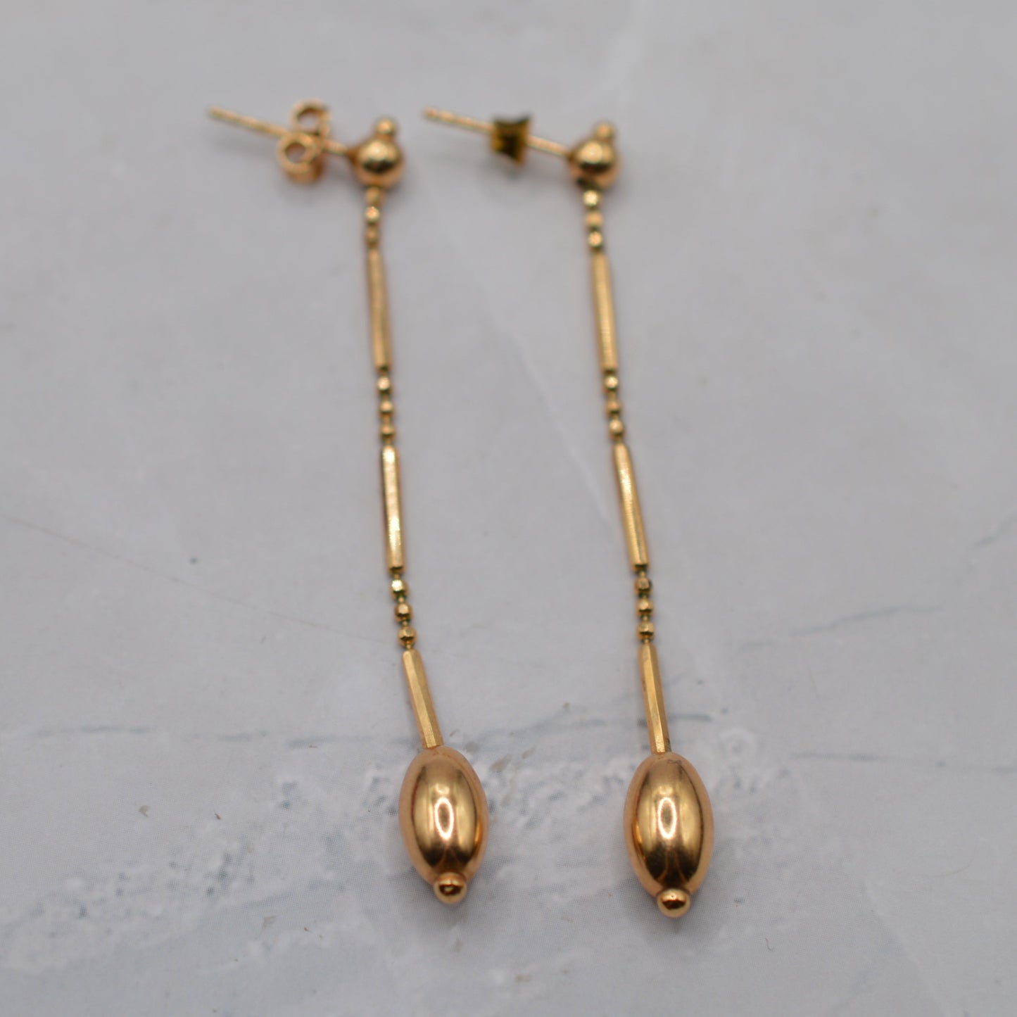 9ct Gold Bead Drop Earrings
