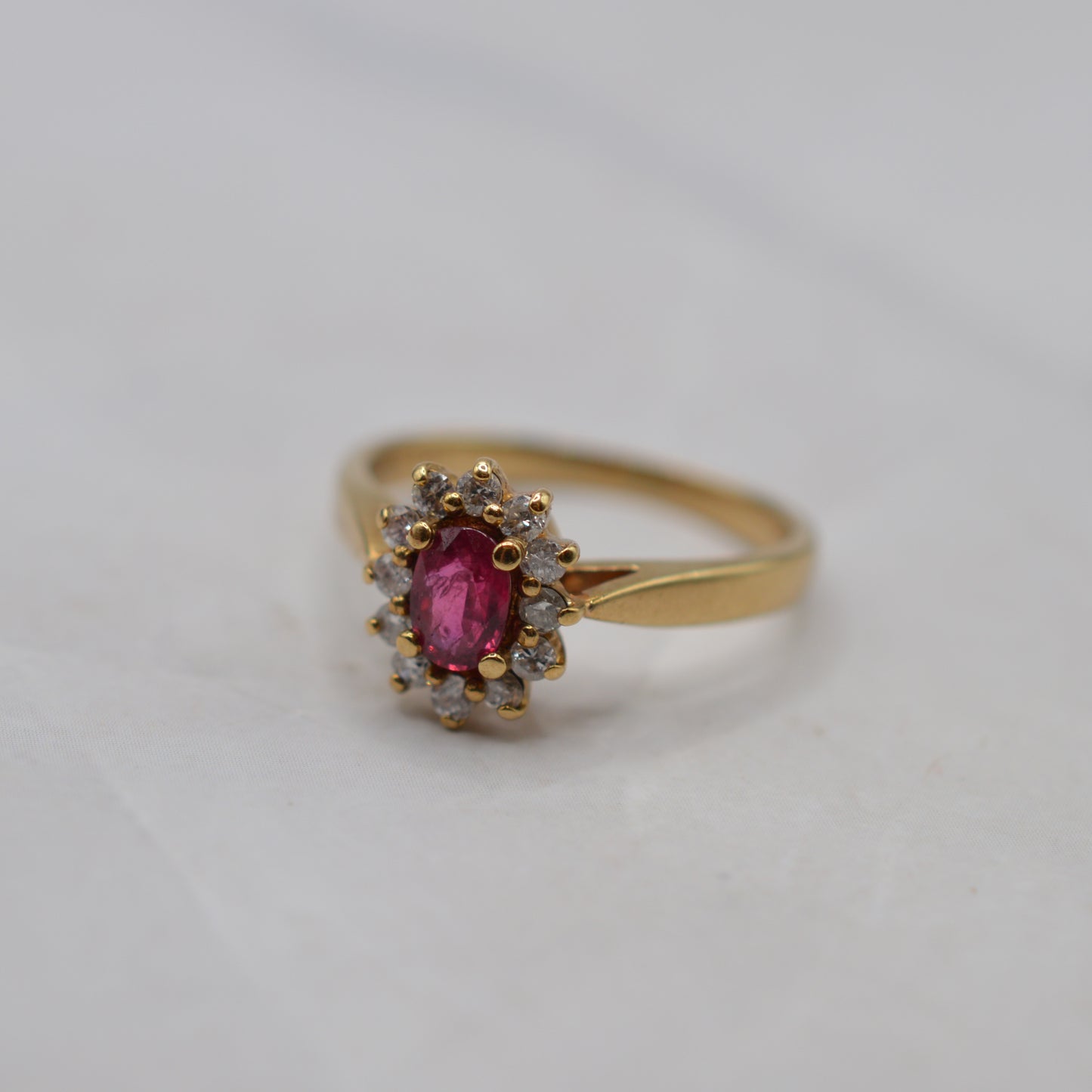 1980s 9ct Gold Ruby & Diamond Cluster Ring