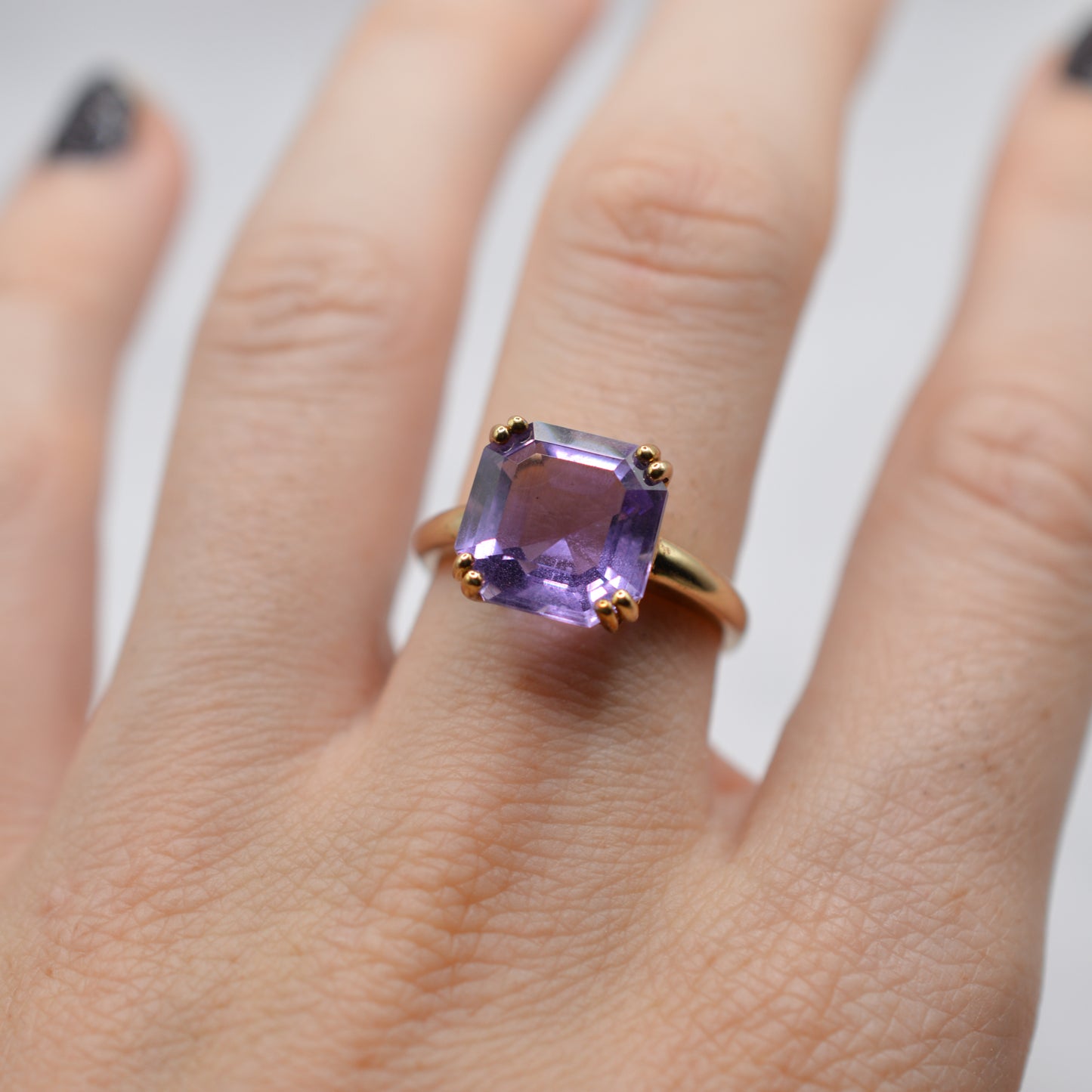 2006 Y2K 9ct Gold Amethyst Square-Cut Ring