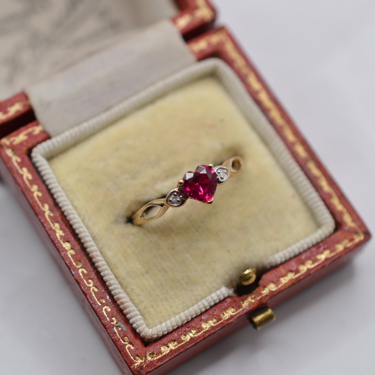 9ct Gold Ruby & Diamond Heart Ring