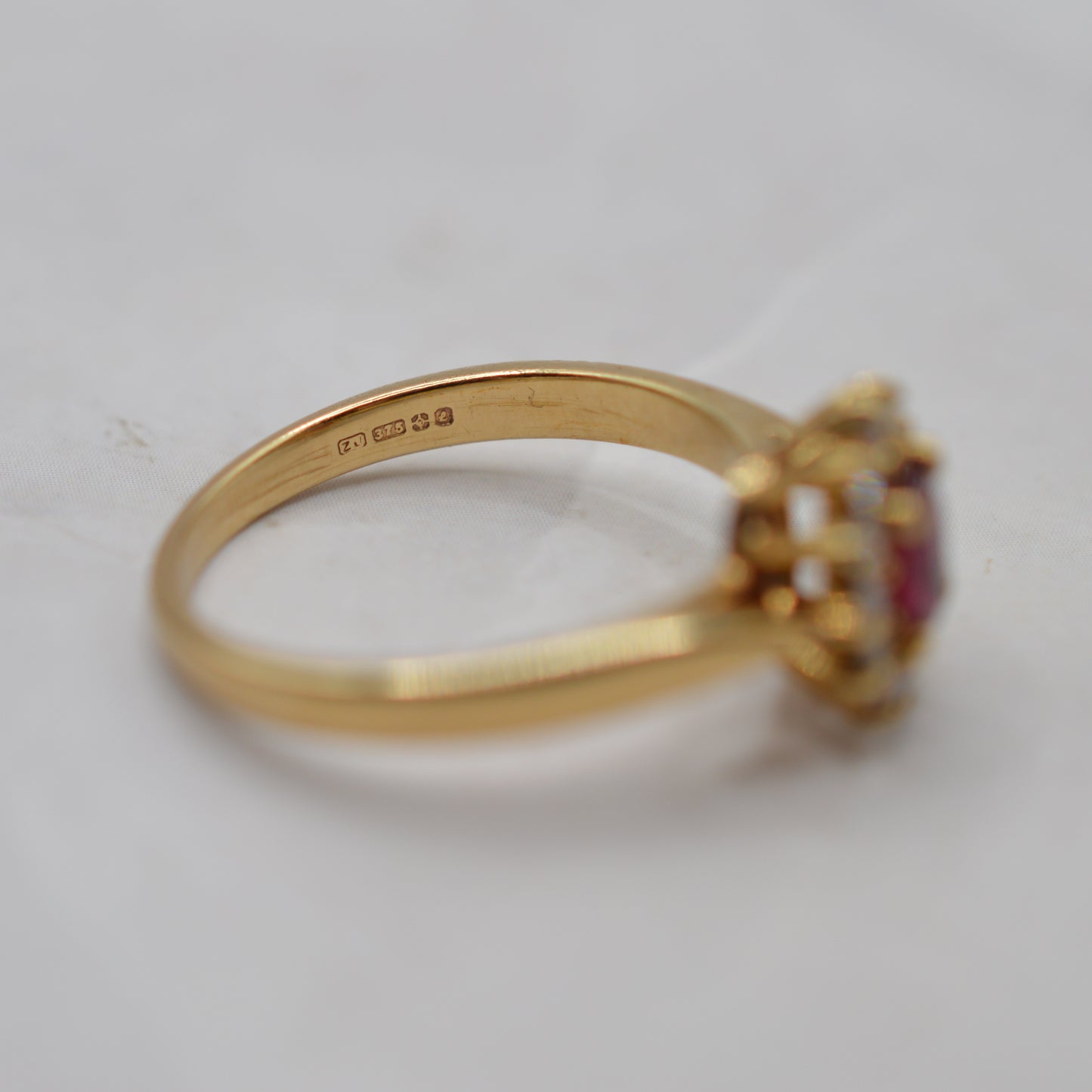 1980s 9ct Gold Ruby & Diamond Cluster Ring