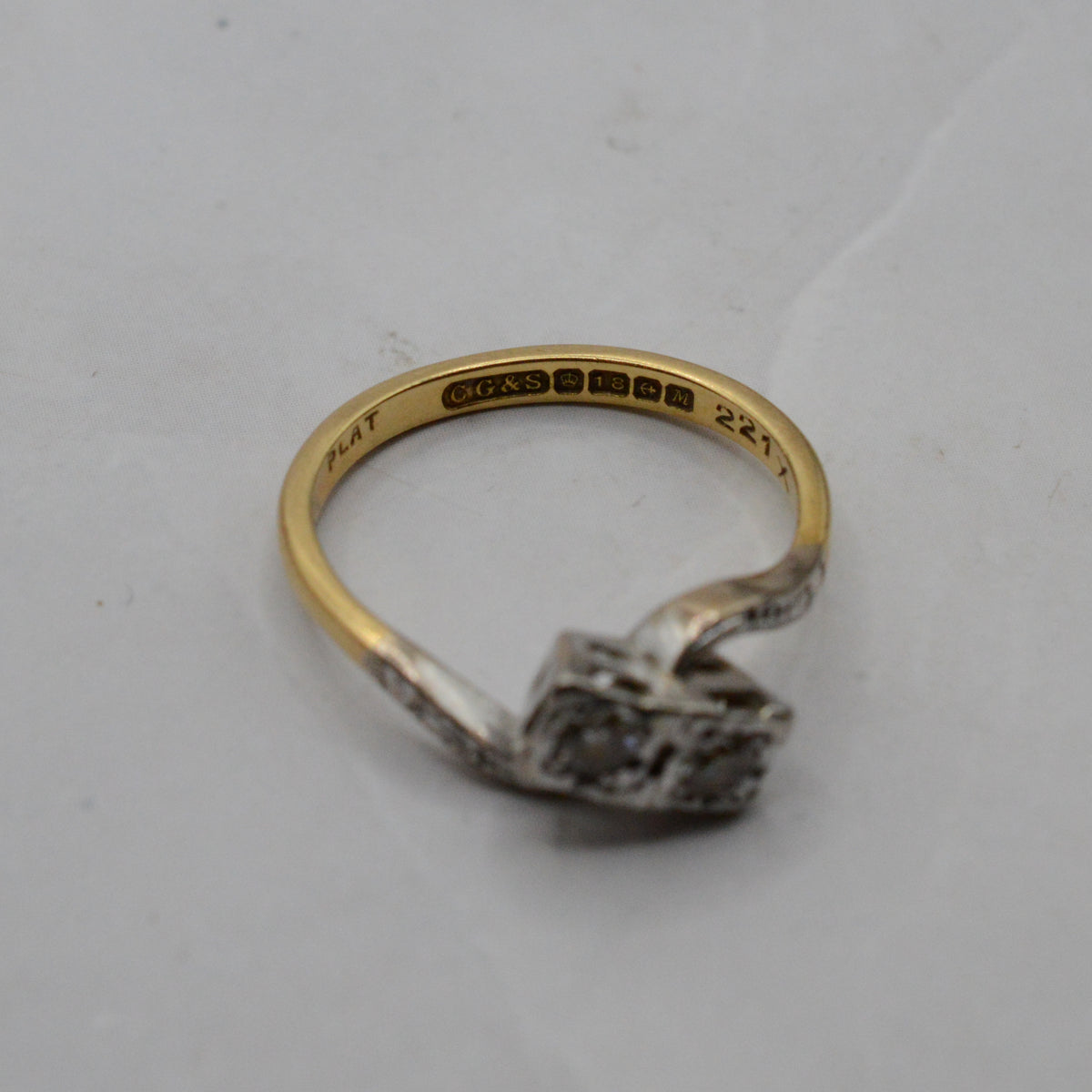 1961 Mid-Century 18ct Gold & Platinum Diamond Toi-et-Moi Ring