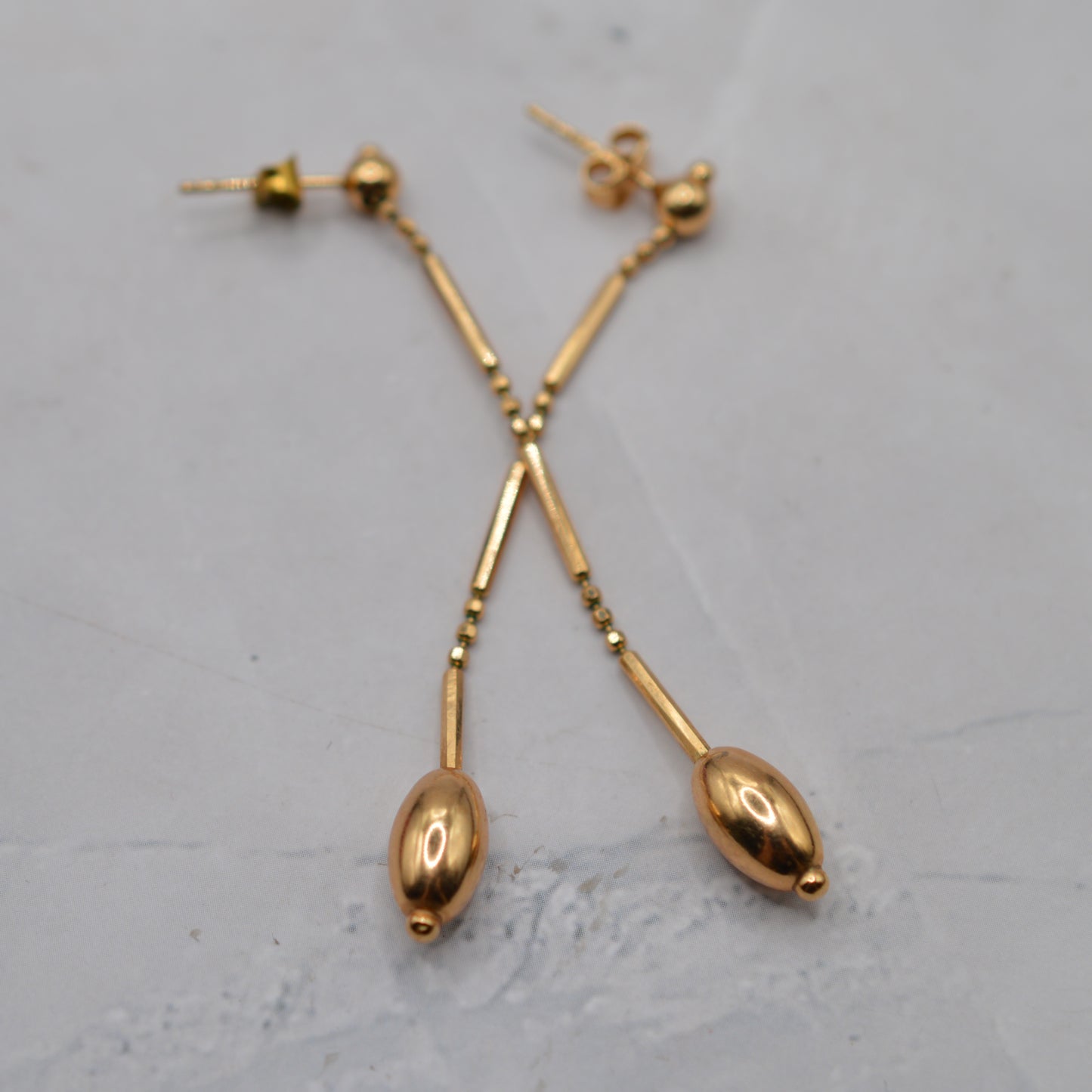 9ct Gold Bead Drop Earrings