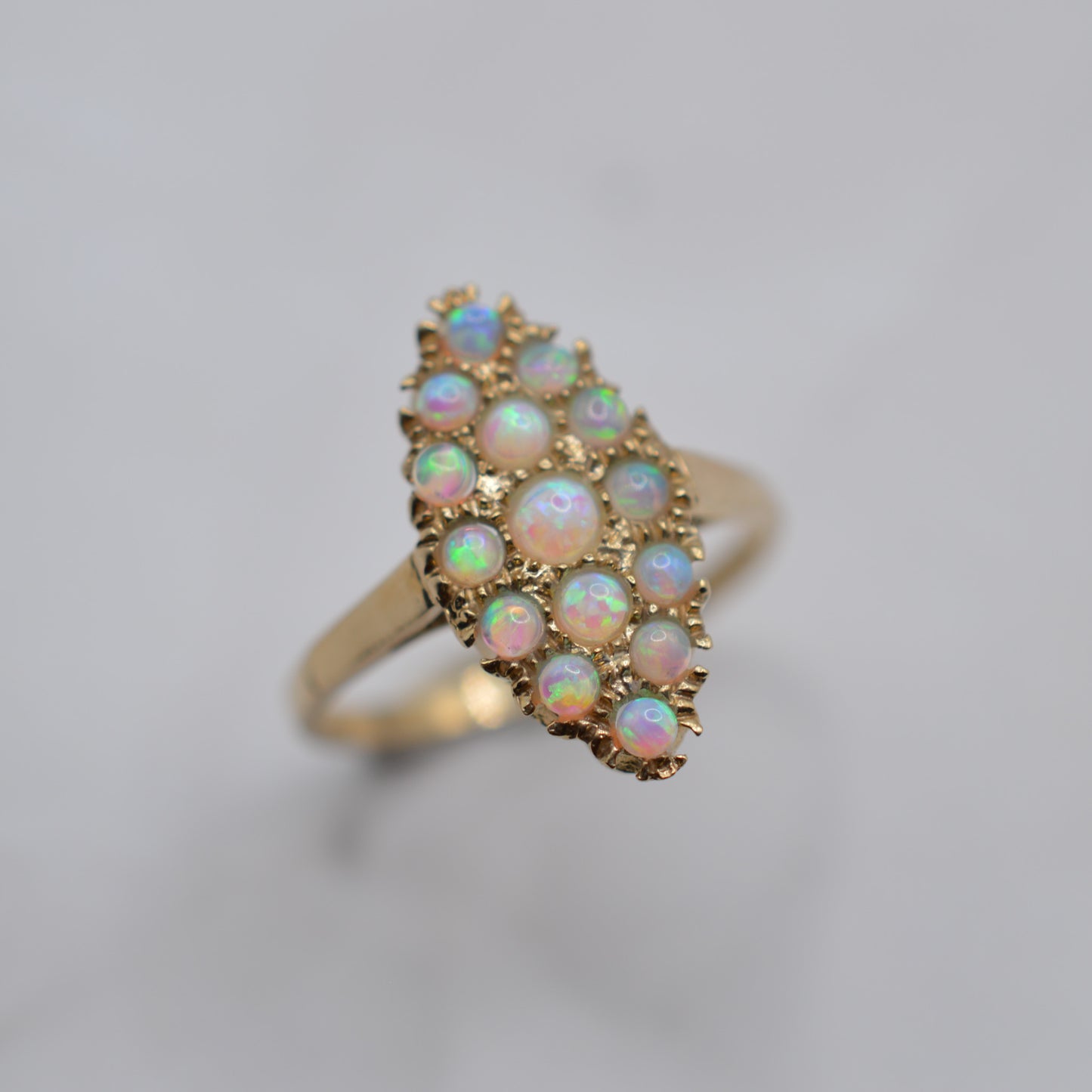 Vintage 9ct Gold Marquise Opal Cluster Ring