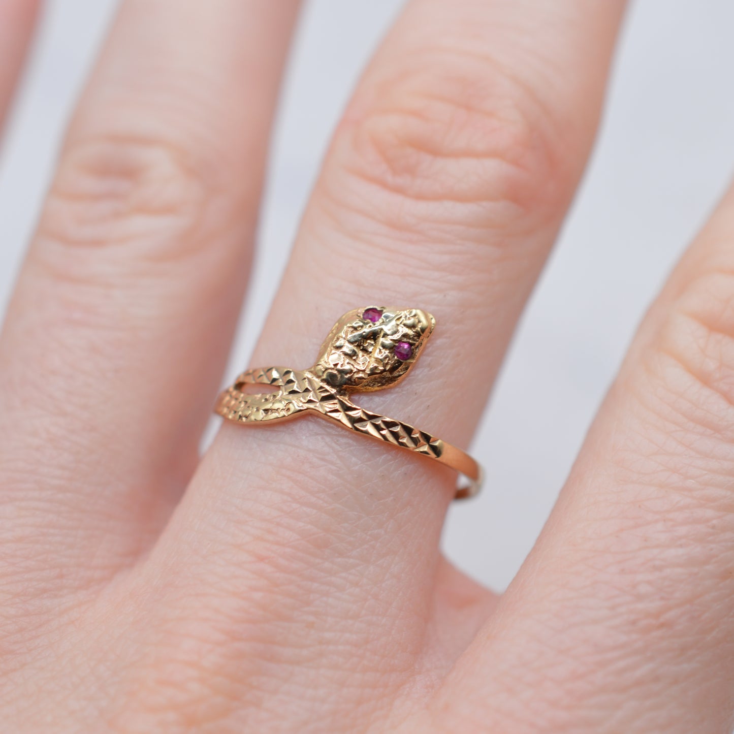 9ct Gold Ruby Snake Ring