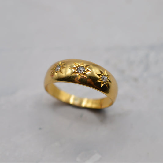 Antique Victorian 18ct Gold Diamond Gypsy Trilogy Ring