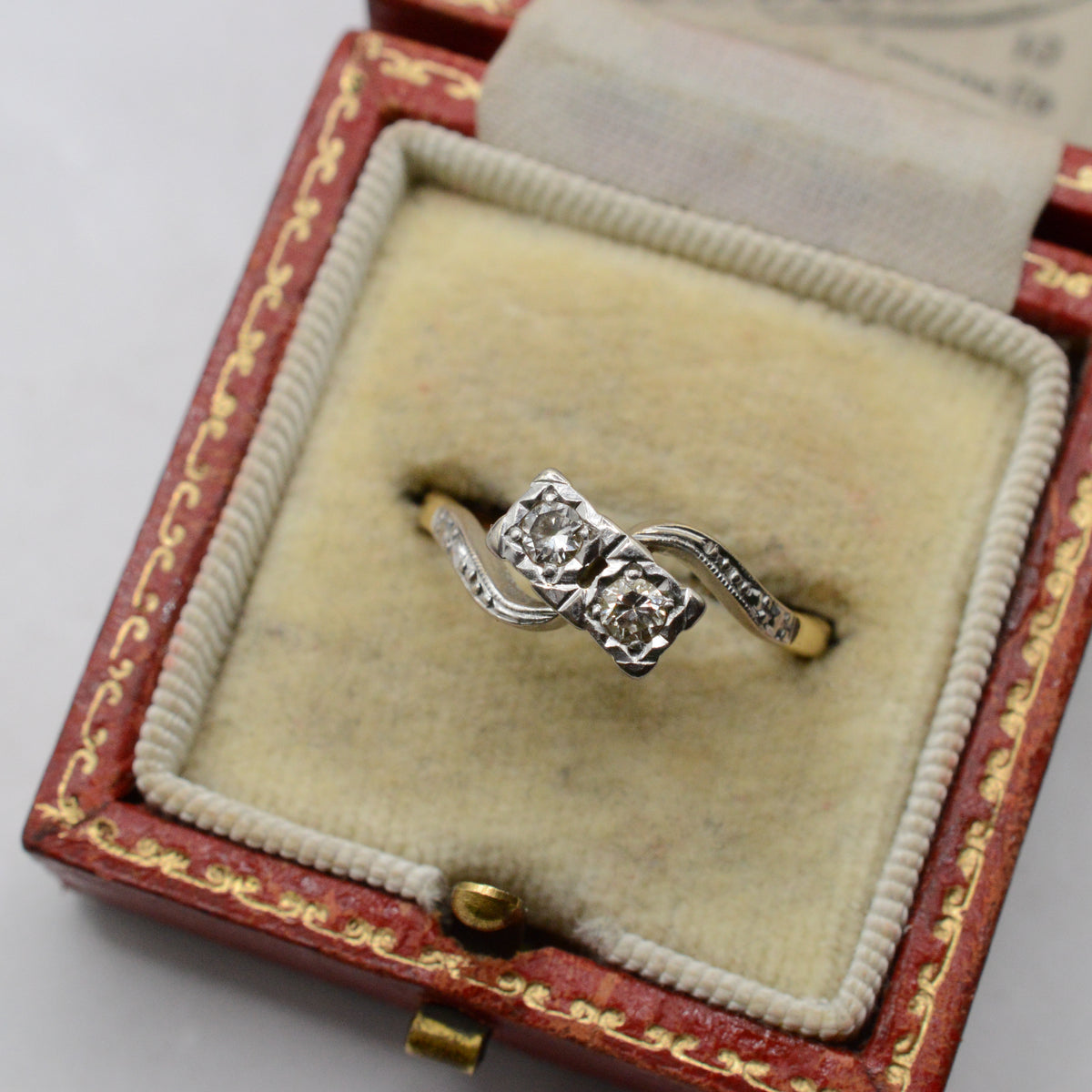 1961 Mid-Century 18ct Gold & Platinum Diamond Toi-et-Moi Ring