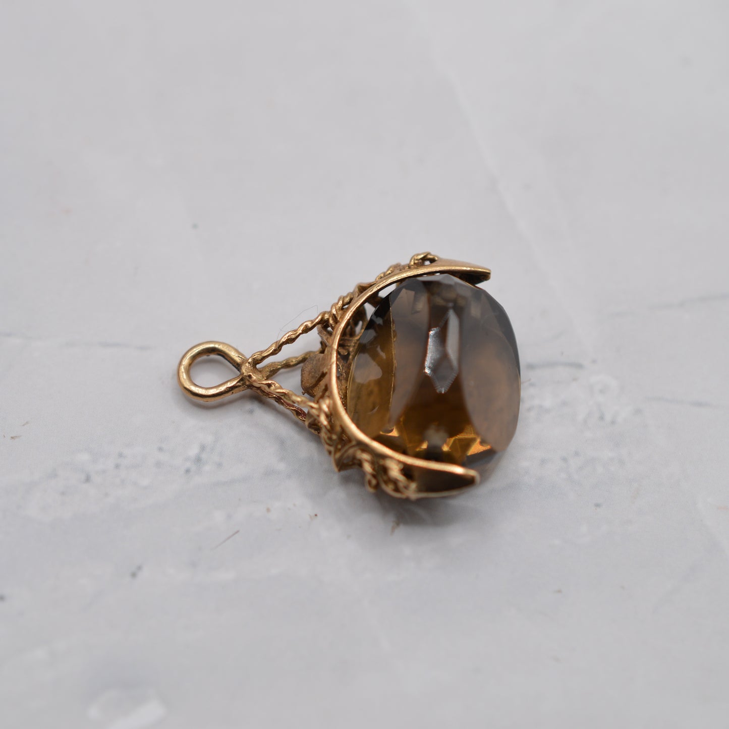 Antique 1901 9ct Gold Smoky Quartz Swivel Fob Pendant