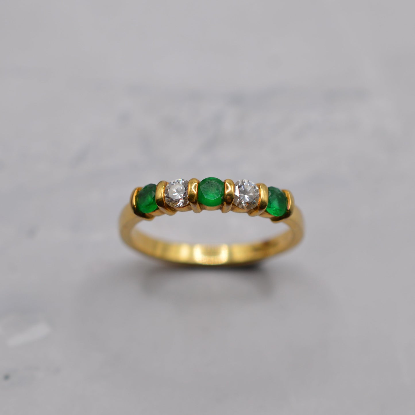 1990s 18ct Gold Emerald & Diamond Five-Stone Ring