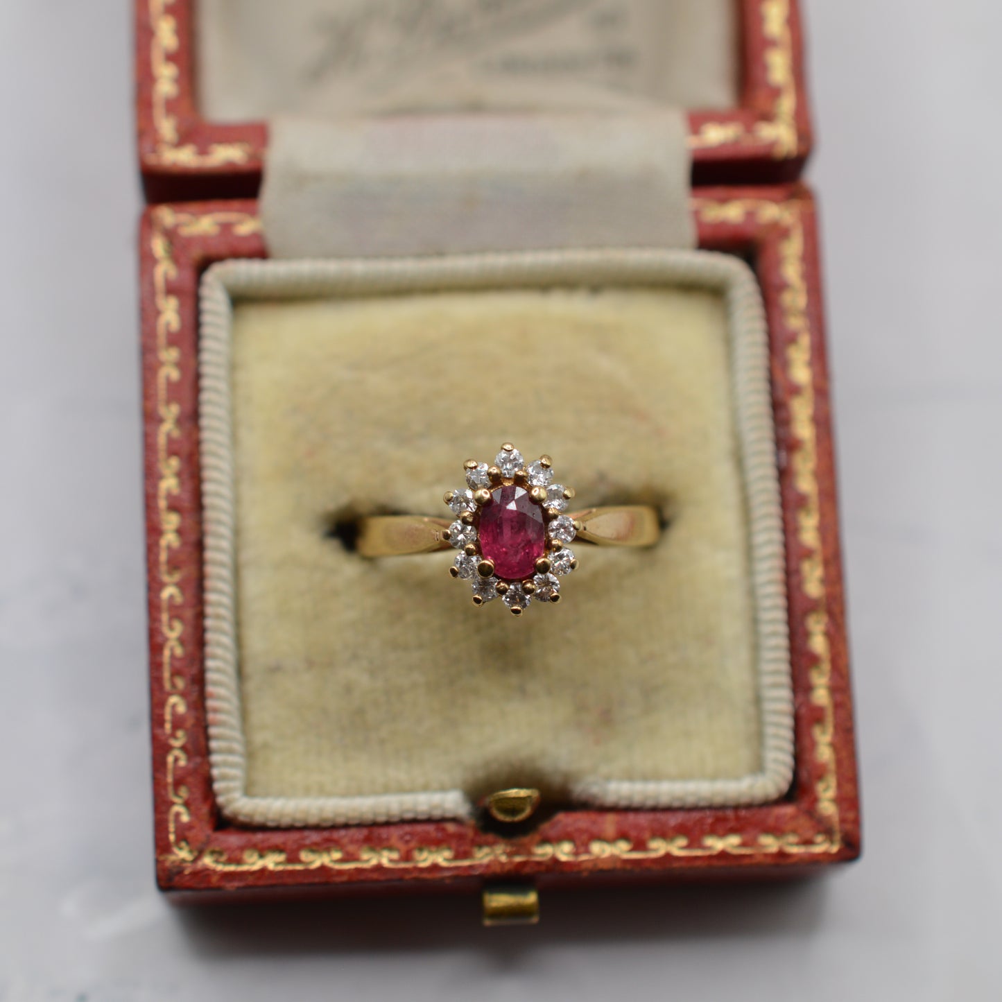 1980s 9ct Gold Ruby & Diamond Cluster Ring
