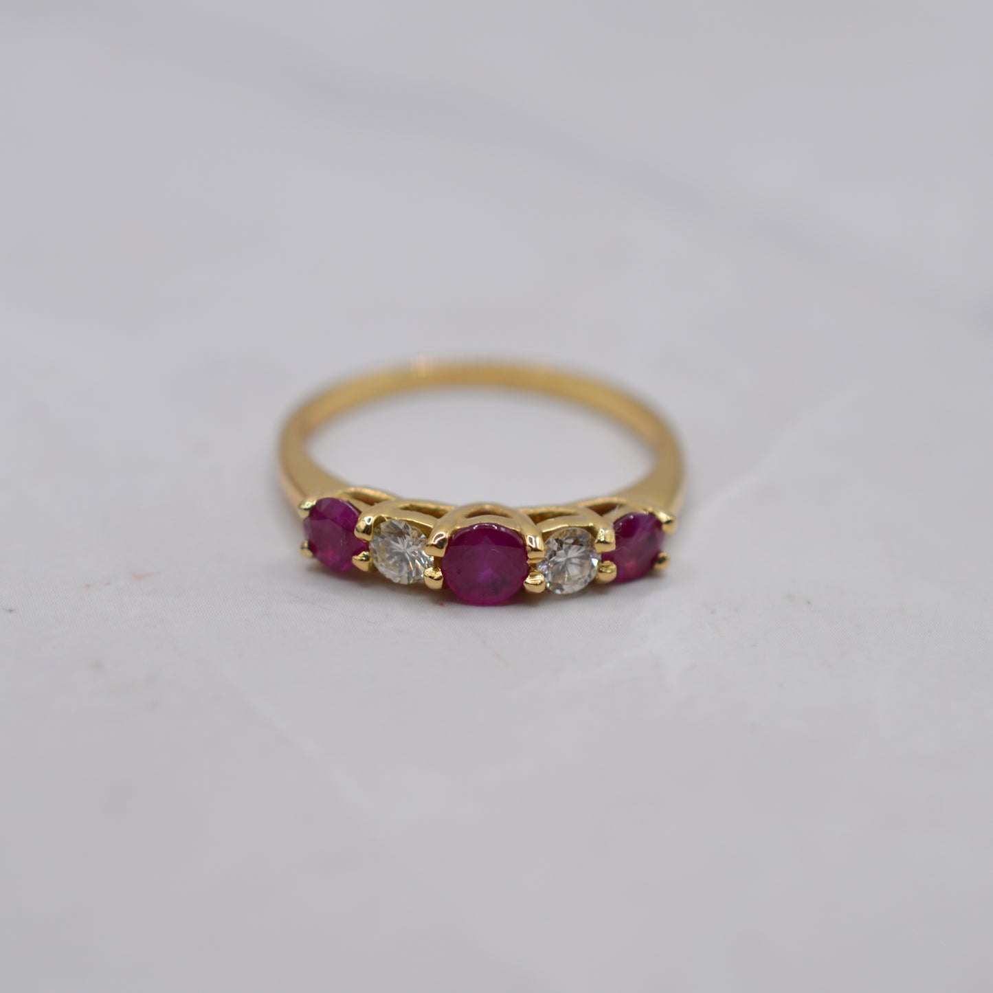 18ct Gold Ruby & Diamond Five-Stone Ring
