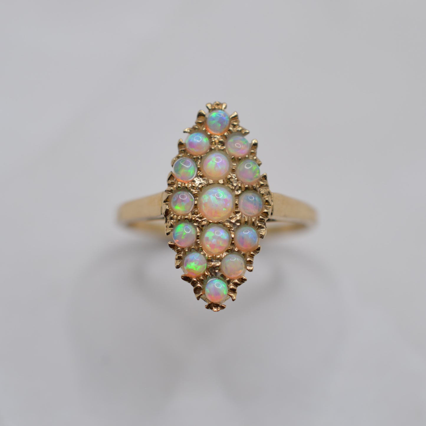 Vintage 9ct Gold Marquise Opal Cluster Ring