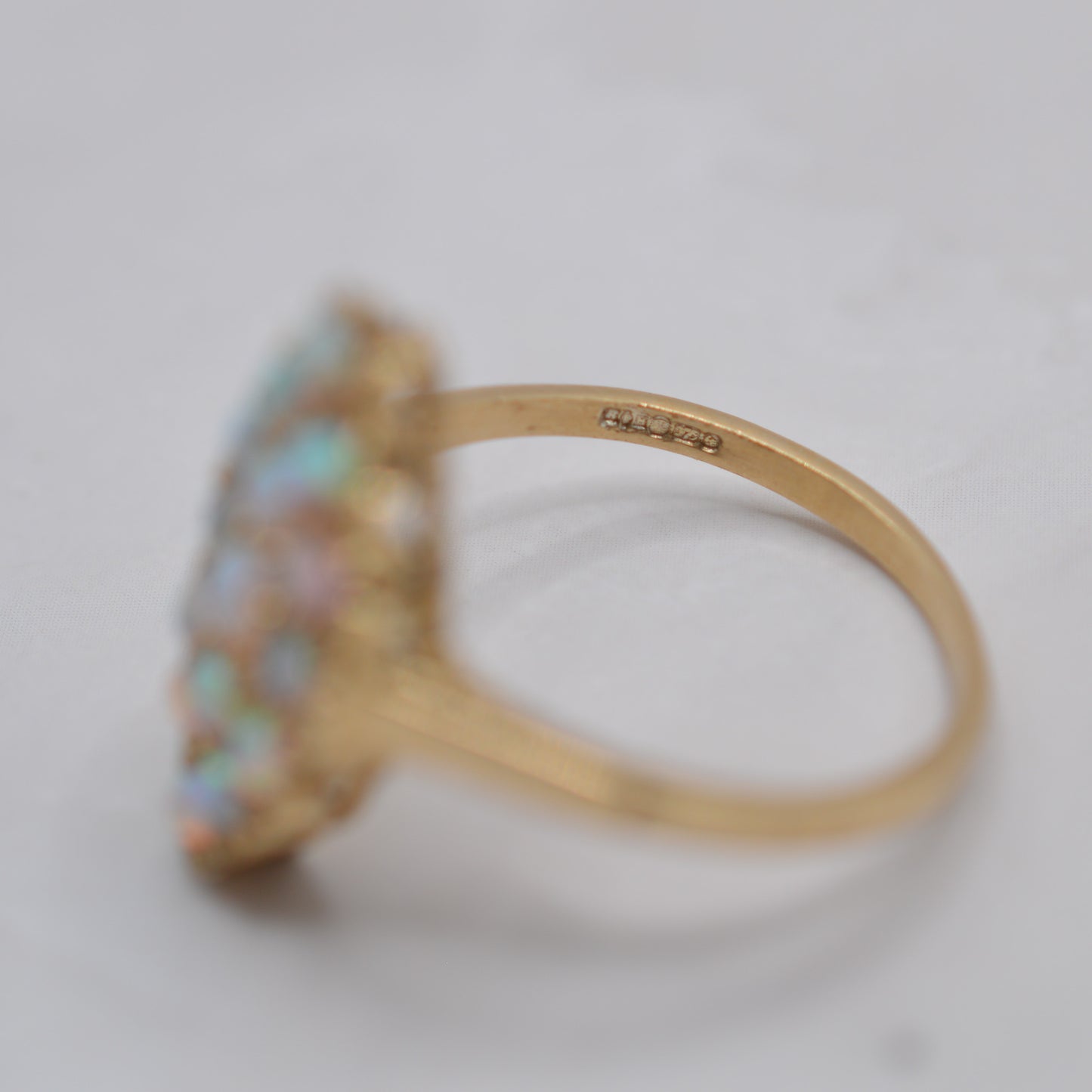 Vintage 9ct Gold Marquise Opal Cluster Ring