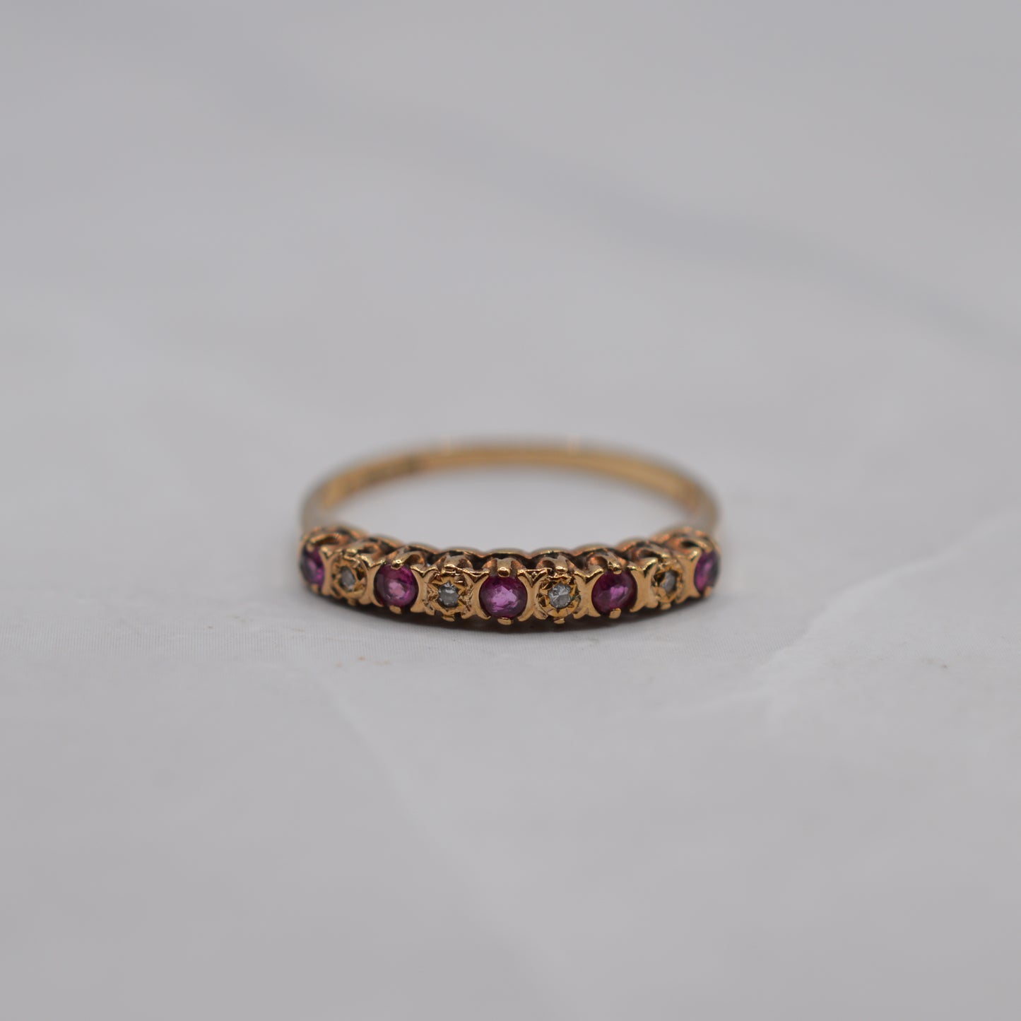 1980s 9ct Gold Ruby & Diamond Half-Eternity Ring