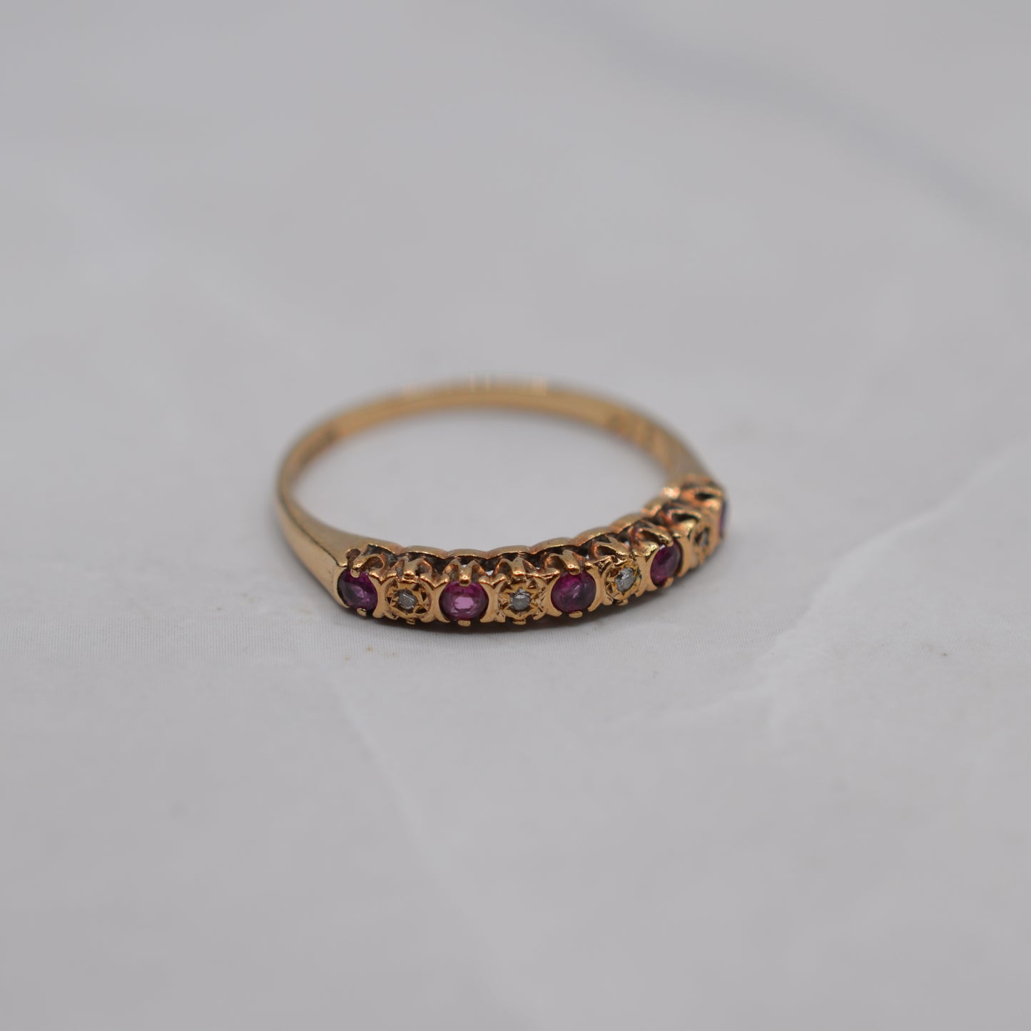 1980s 9ct Gold Ruby & Diamond Half-Eternity Ring