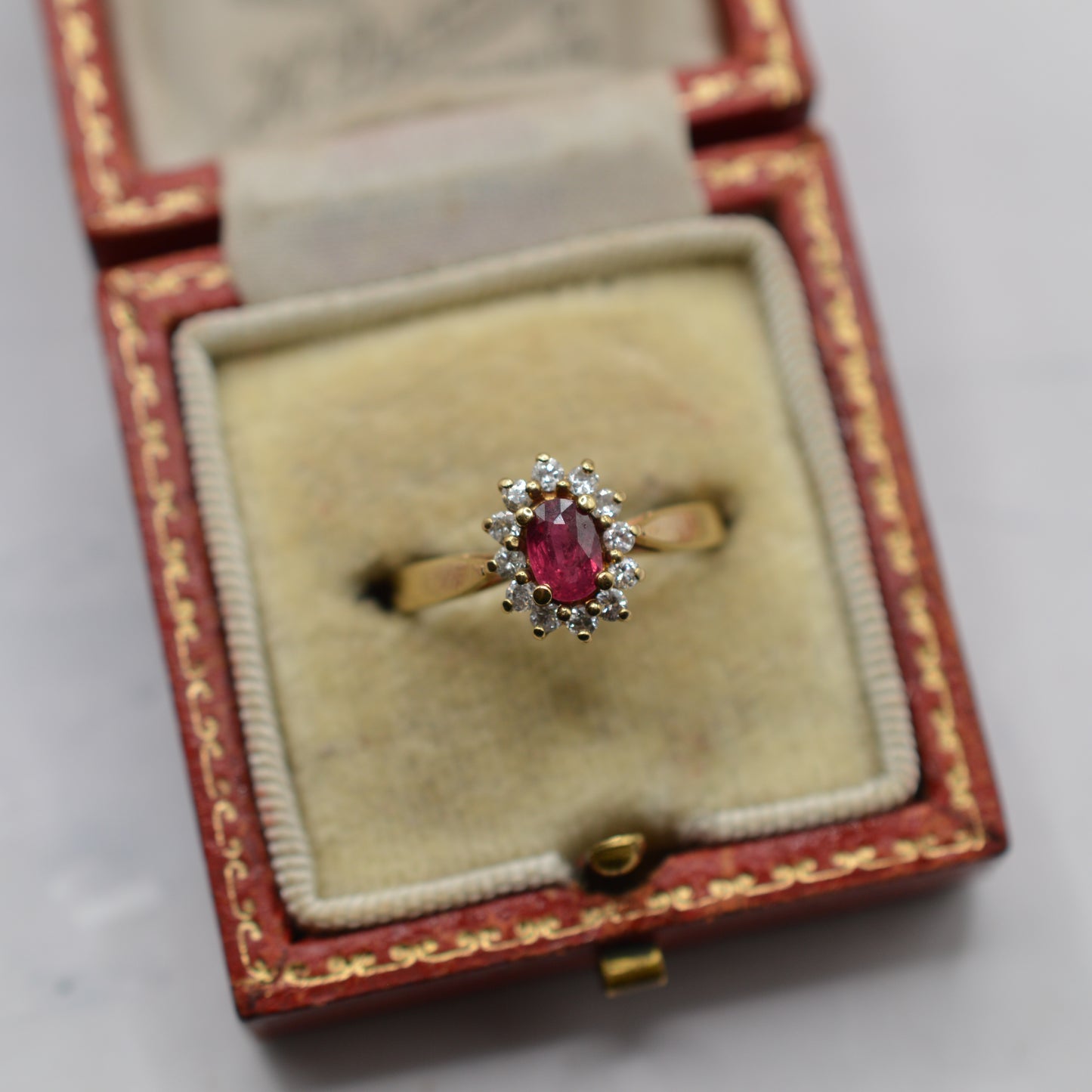1980s 9ct Gold Ruby & Diamond Cluster Ring