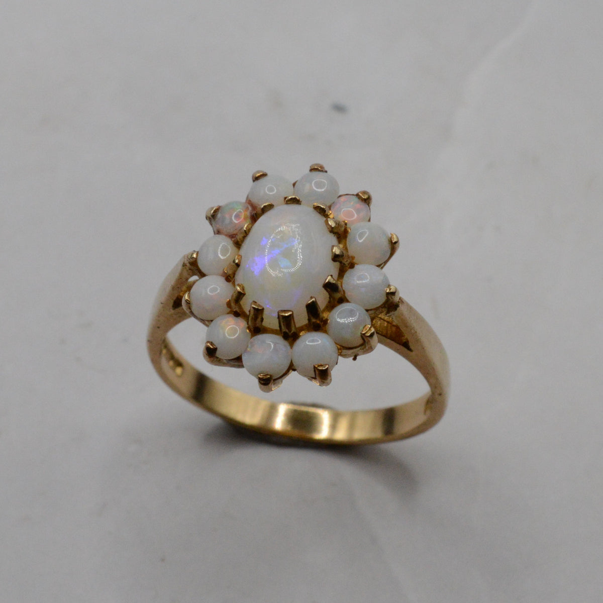 1970s Vintage 9ct Gold Opal Cluster Ring