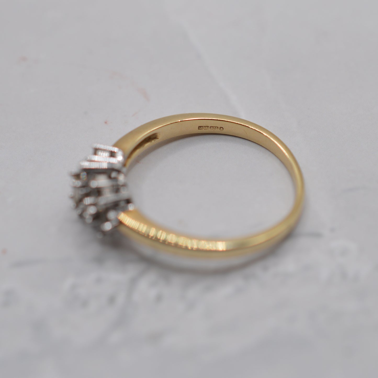 9ct Gold 0.25ct Diamond Cluster Ring, Baguette & Brilliant-Cut