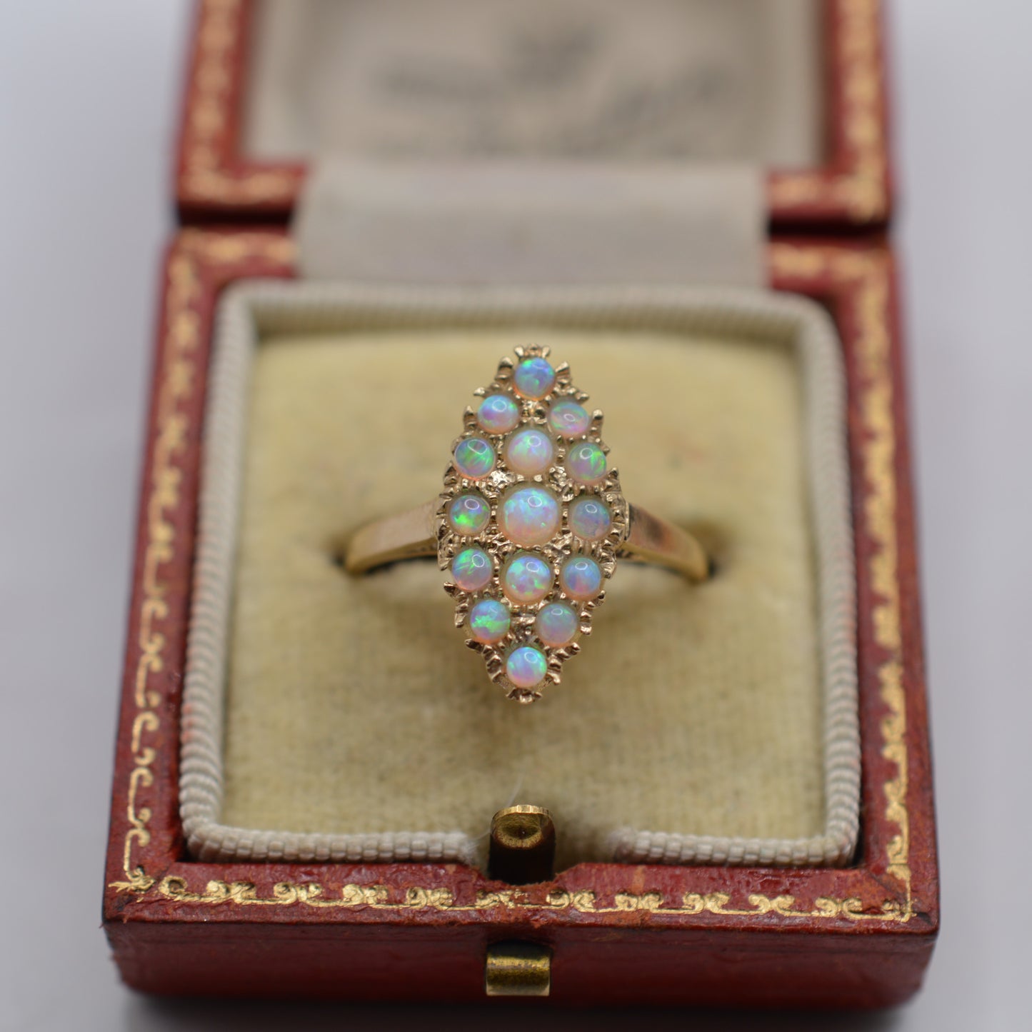 Vintage 9ct Gold Marquise Opal Cluster Ring