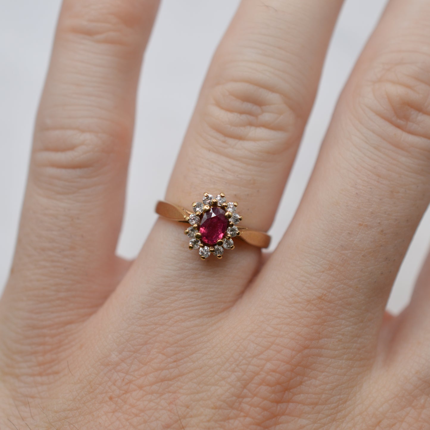 1980s 9ct Gold Ruby & Diamond Cluster Ring
