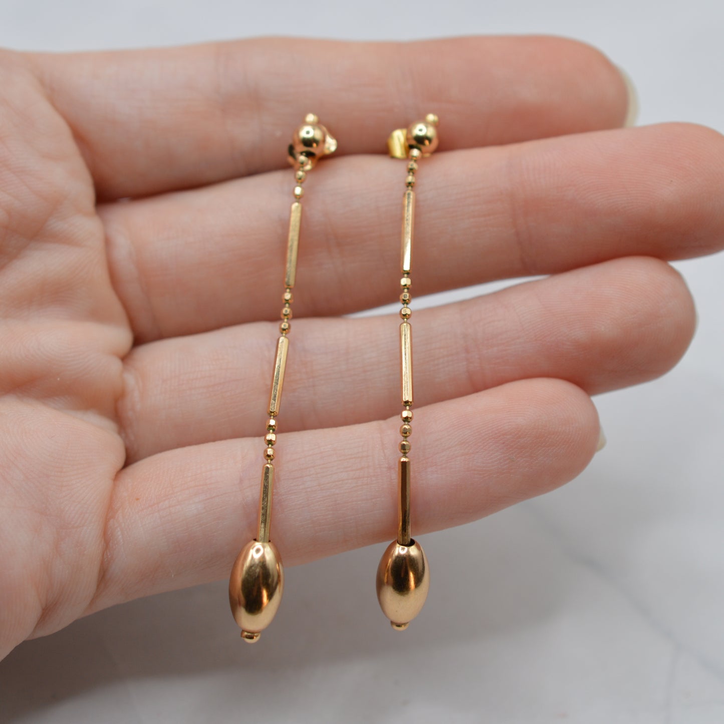 9ct Gold Bead Drop Earrings