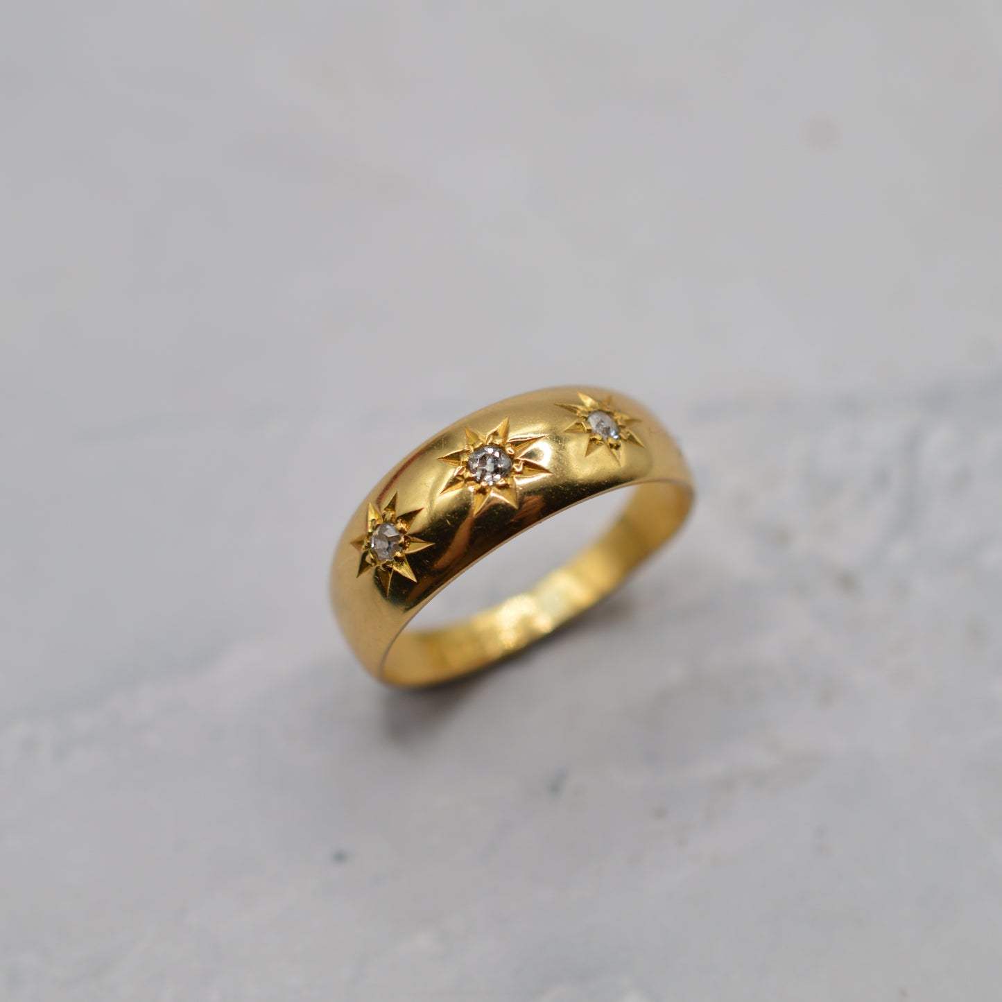 Antique Victorian 18ct Gold Diamond Gypsy Trilogy Ring