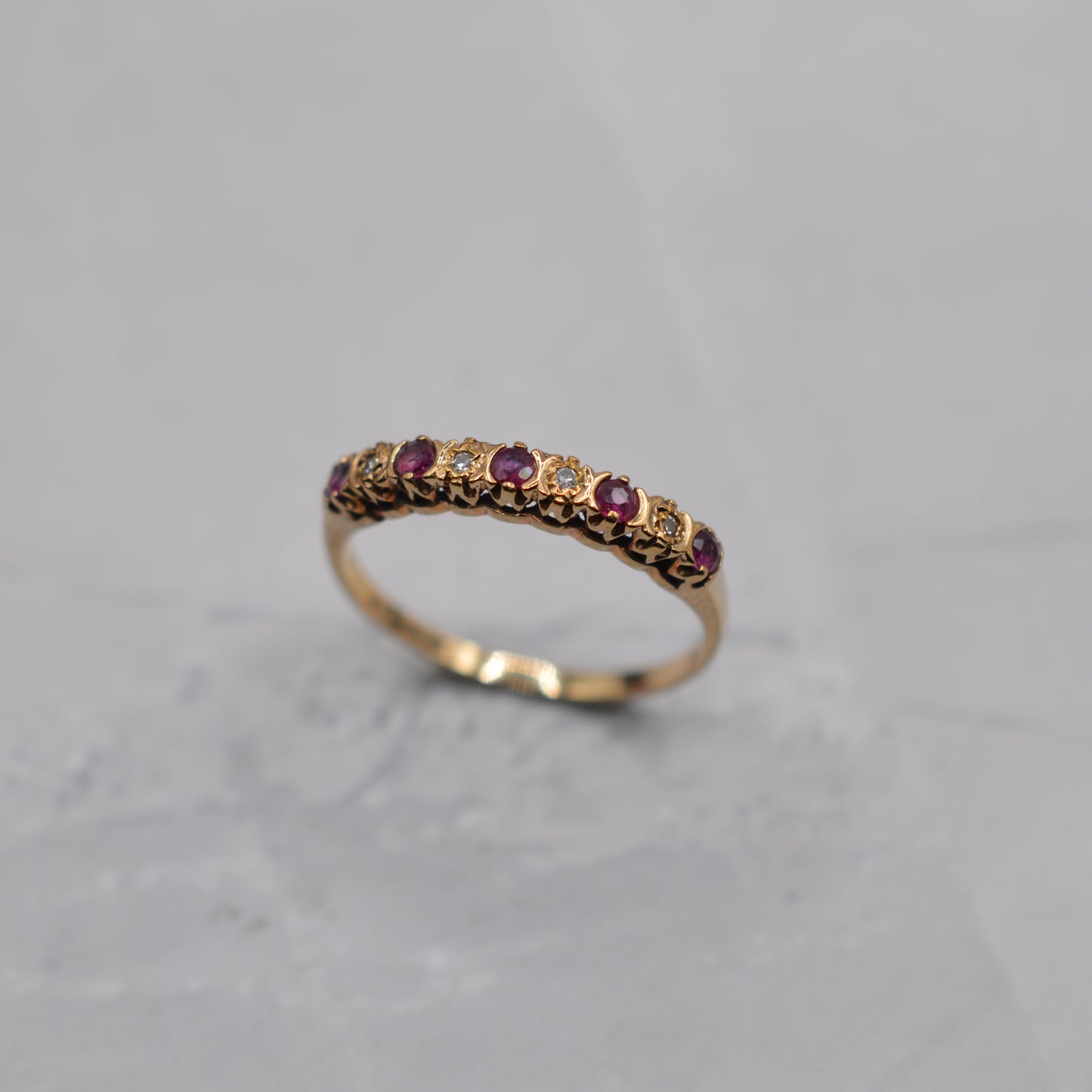 1980s 9ct Gold Ruby & Diamond Half-Eternity Ring