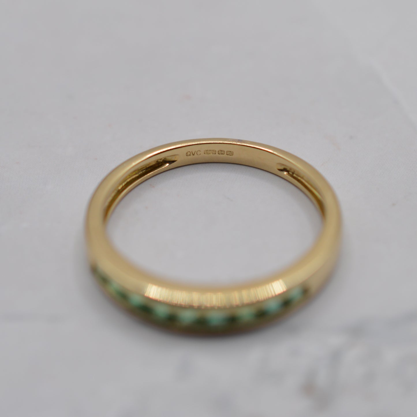 Y2K 9ct Gold Emerald Half-Eternity Ring