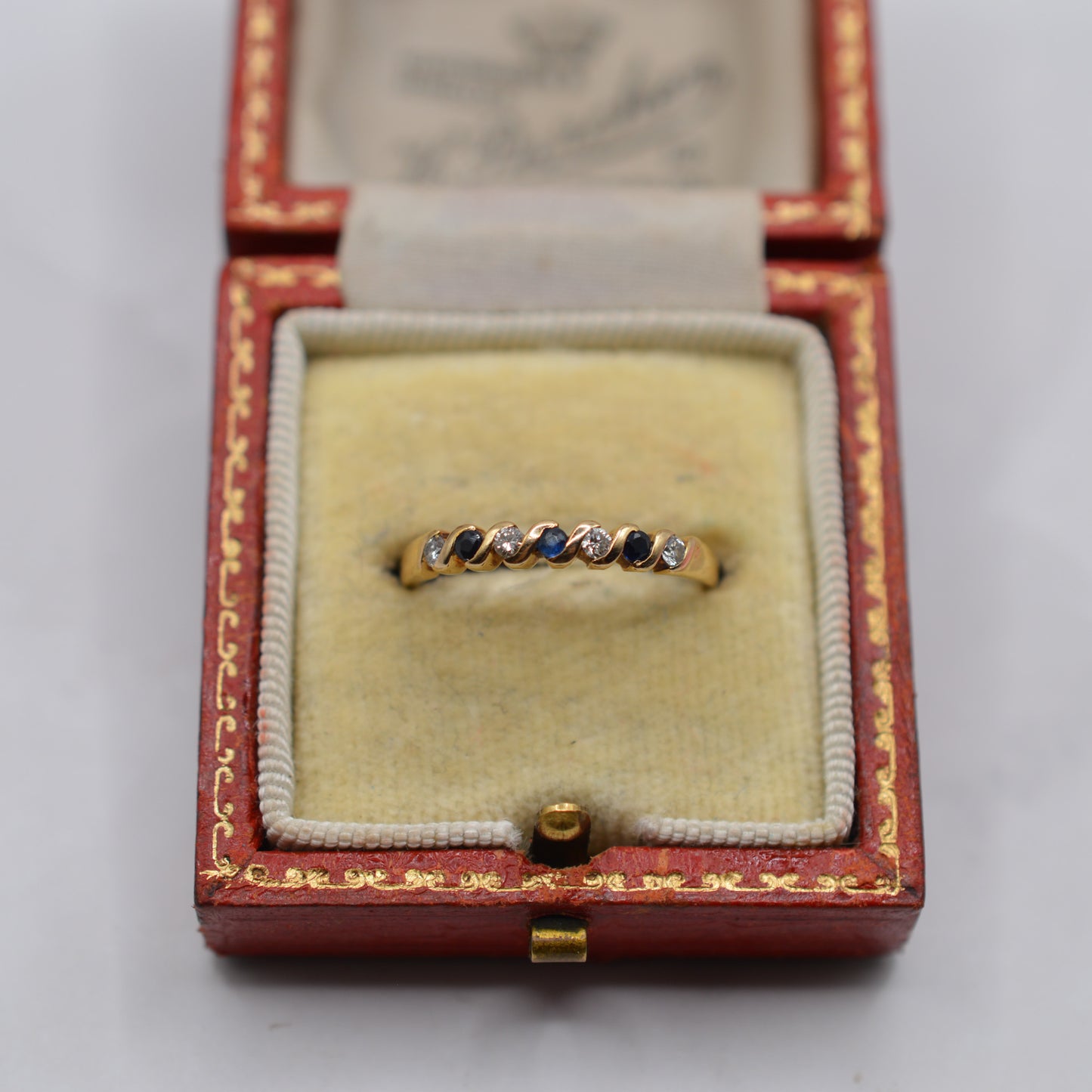 1990s Vintage 9ct Gold Sapphire & Diamond Half-Eternity Ring