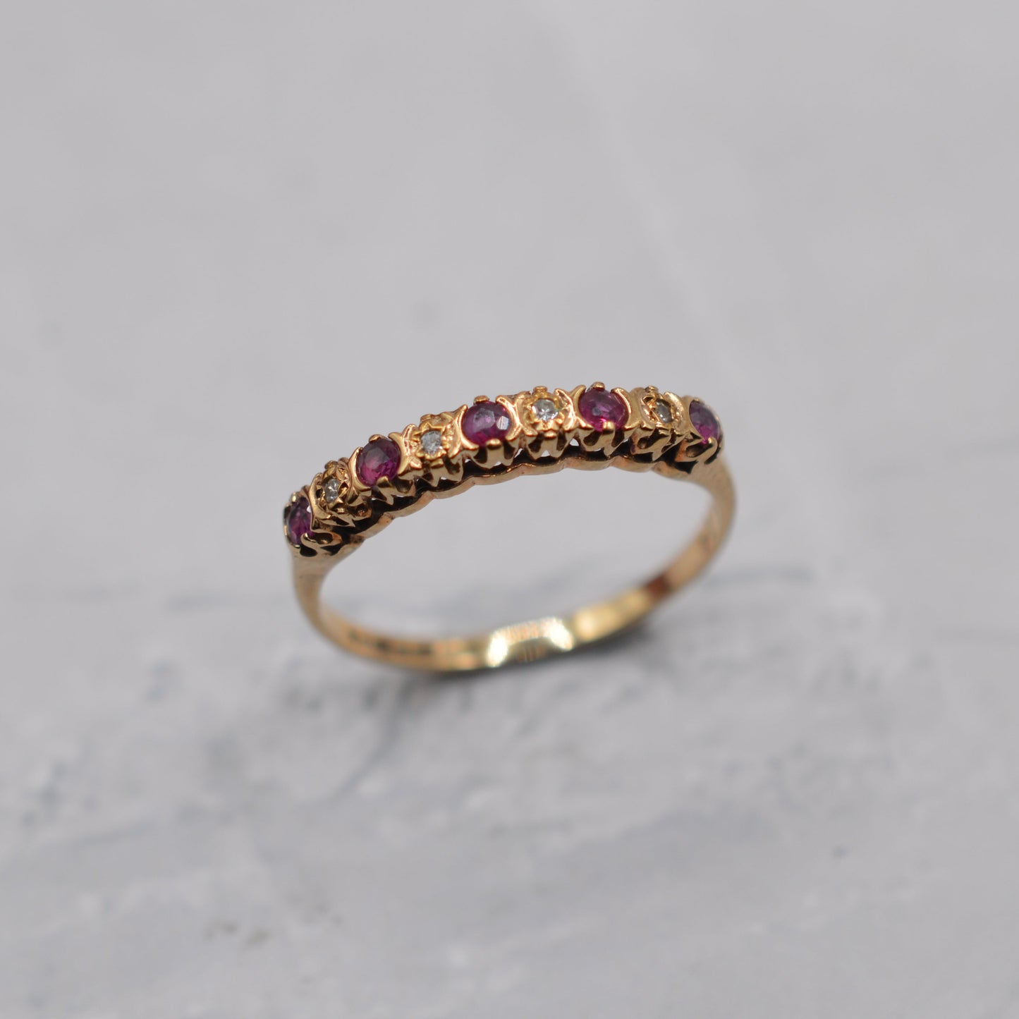 1980s 9ct Gold Ruby & Diamond Half-Eternity Ring
