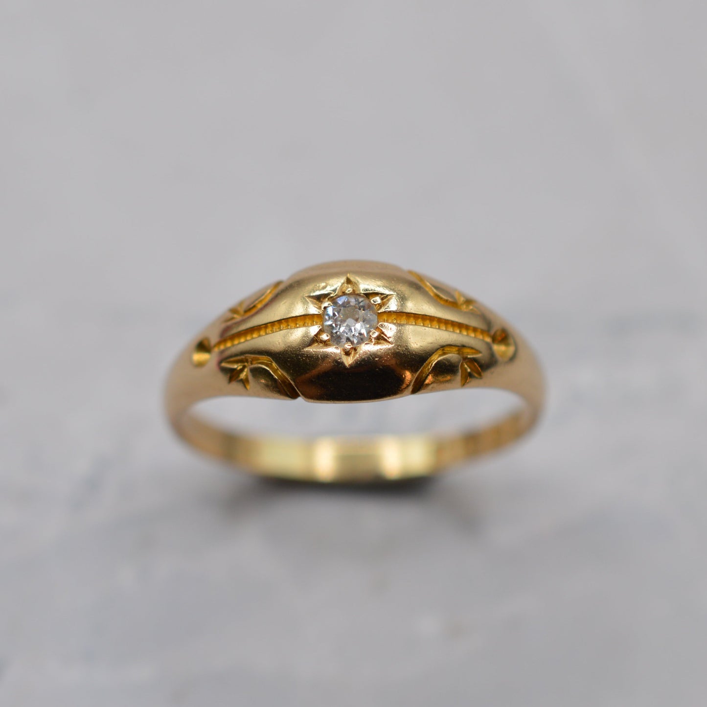 Victorian 1898 18ct Gold Diamond Gypsy Ring