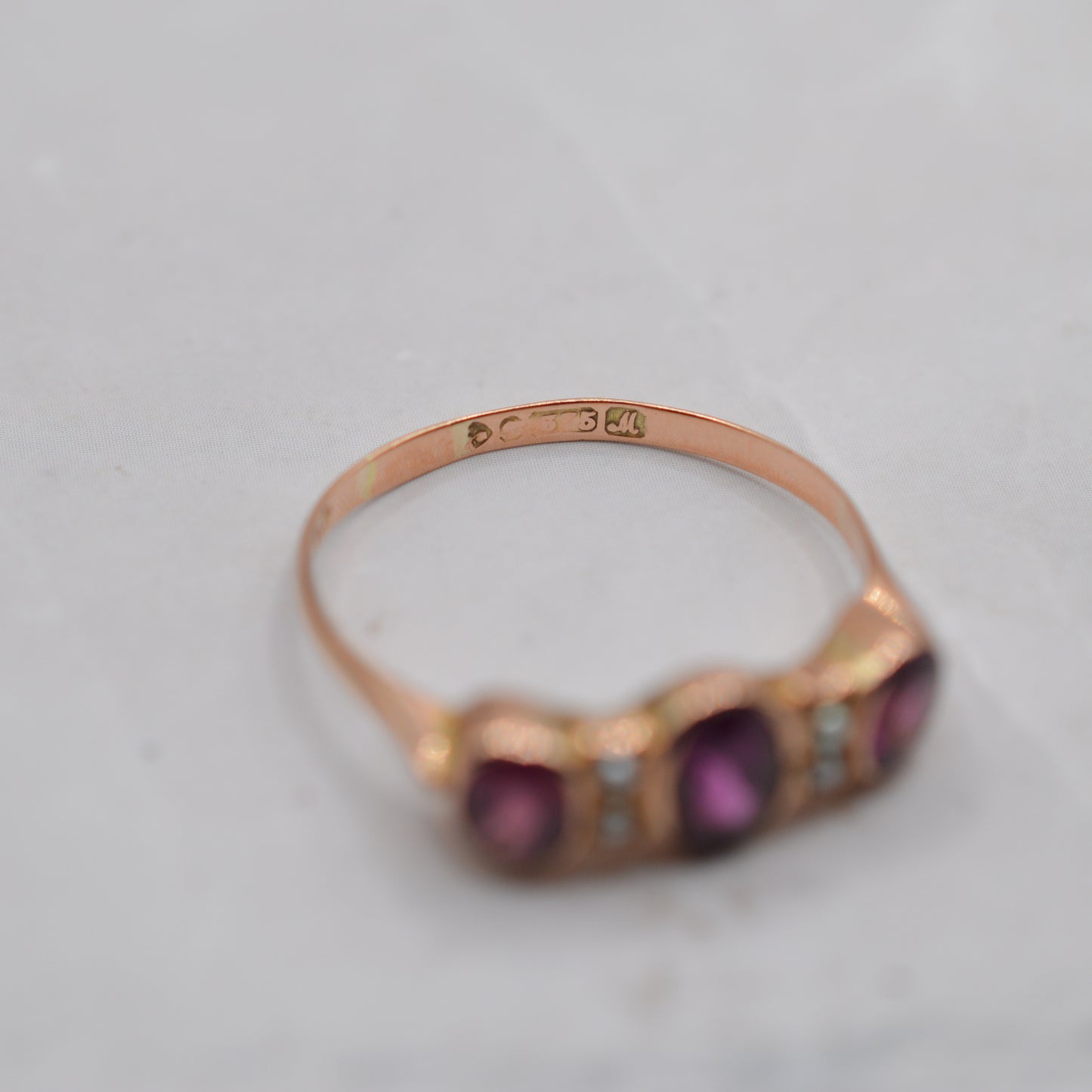 Antique 1912 9ct Gold Amethyst & Pearl Ring