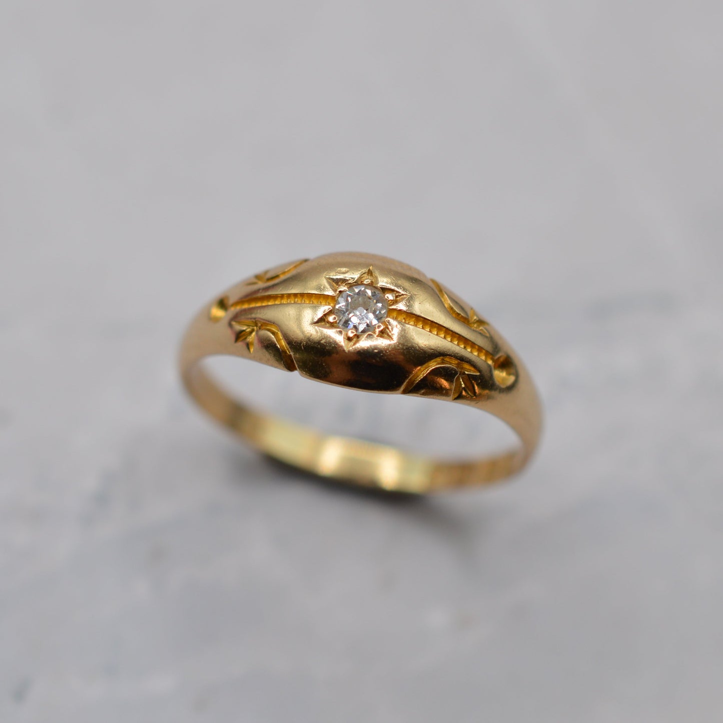 Victorian 1898 18ct Gold Diamond Gypsy Ring