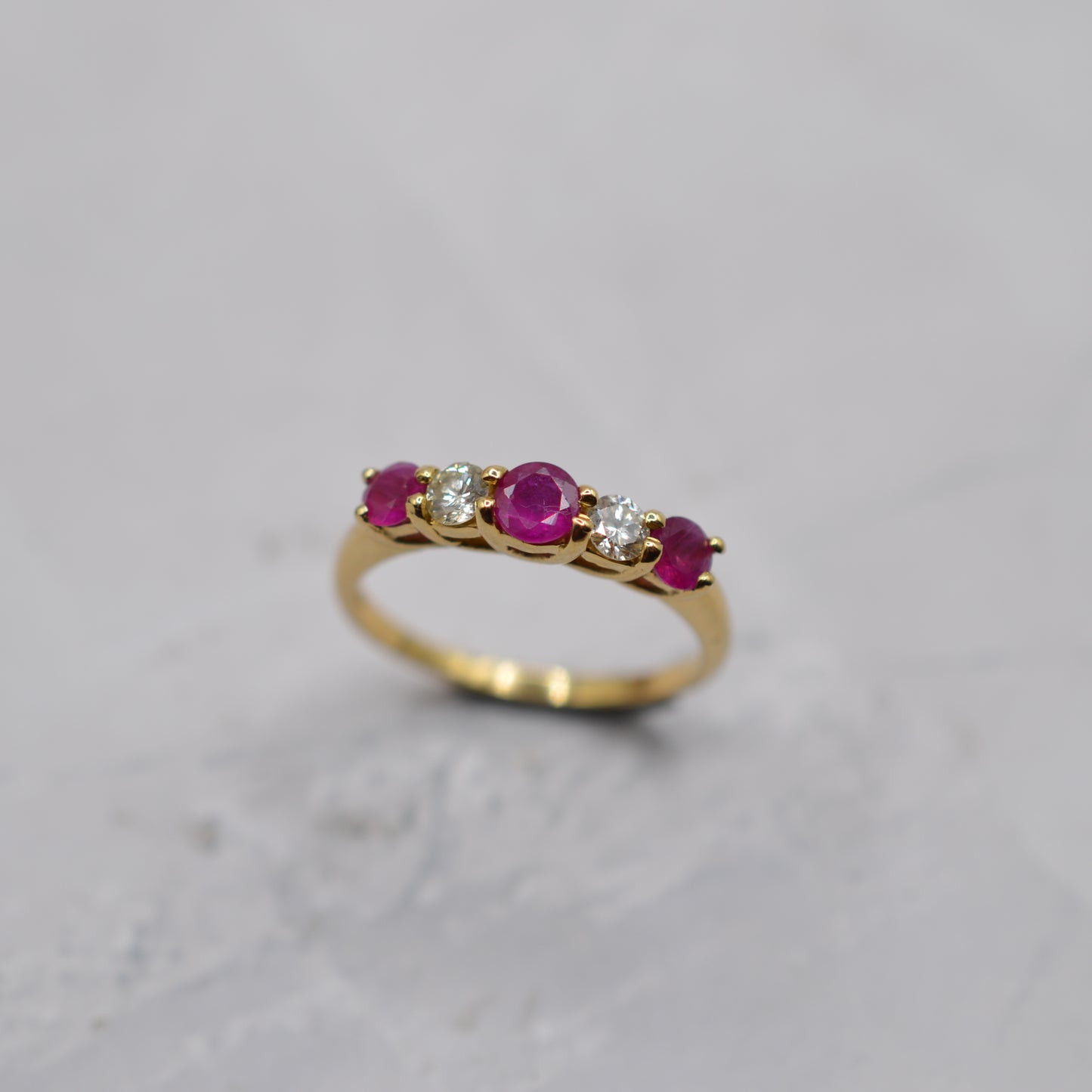 18ct Gold Ruby & Diamond Five-Stone Ring