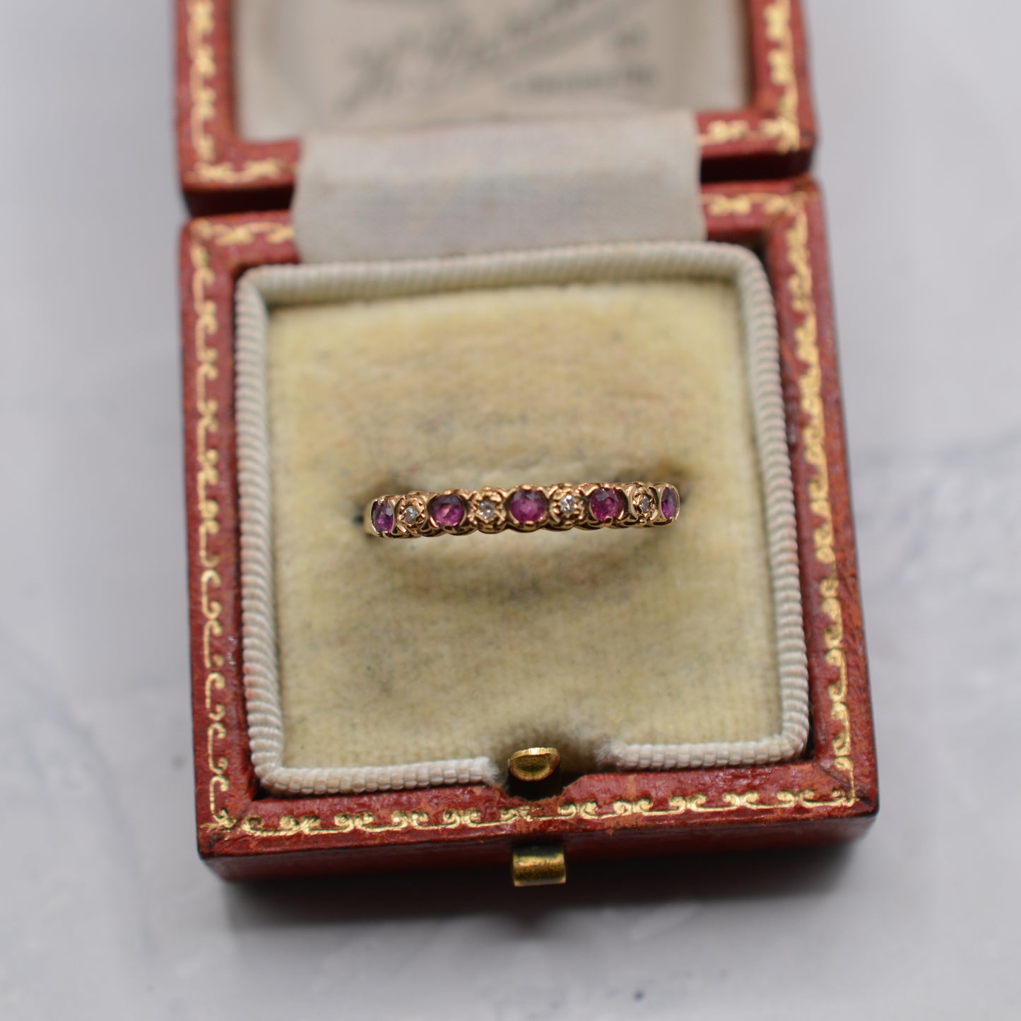1980s 9ct Gold Ruby & Diamond Half-Eternity Ring