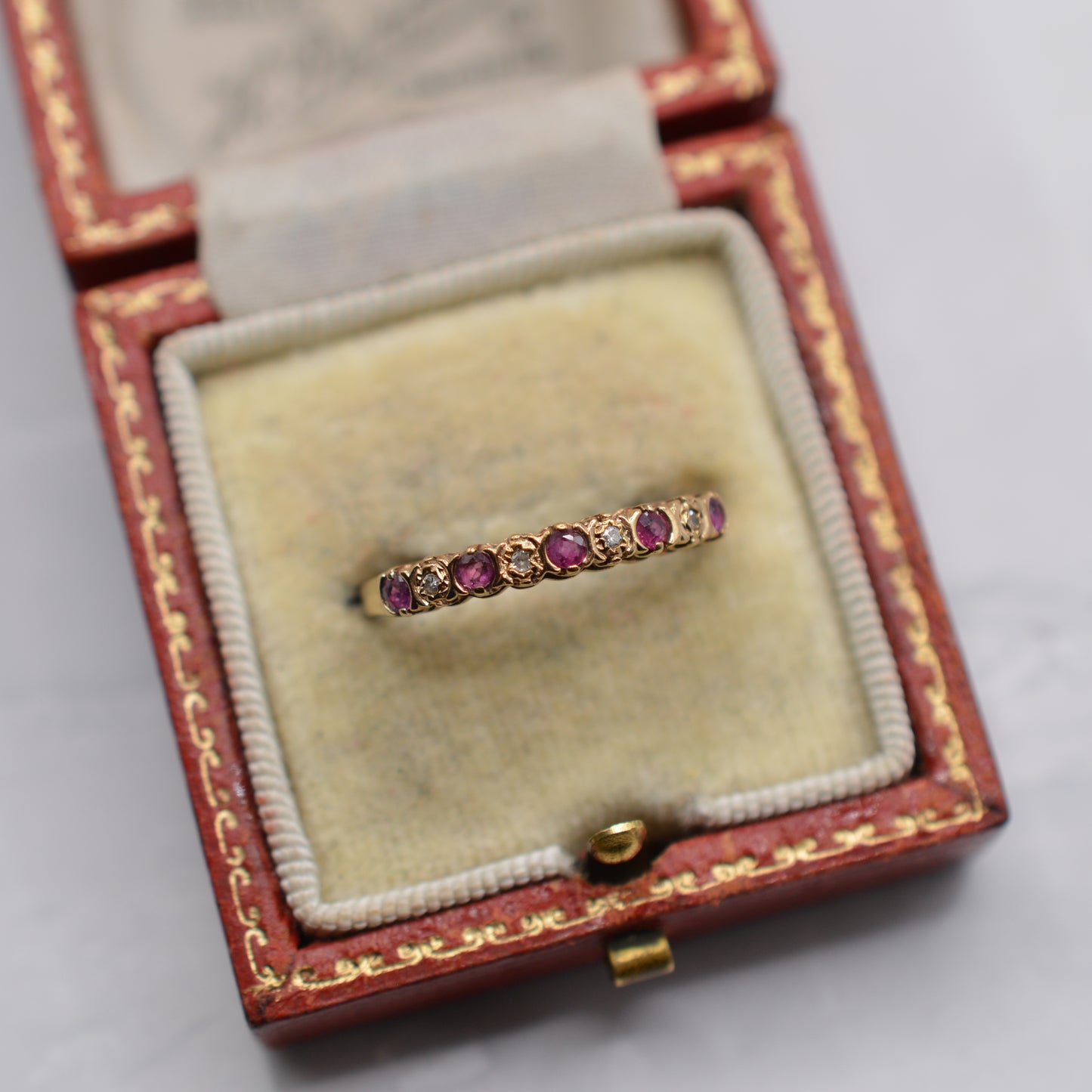 1980s 9ct Gold Ruby & Diamond Half-Eternity Ring