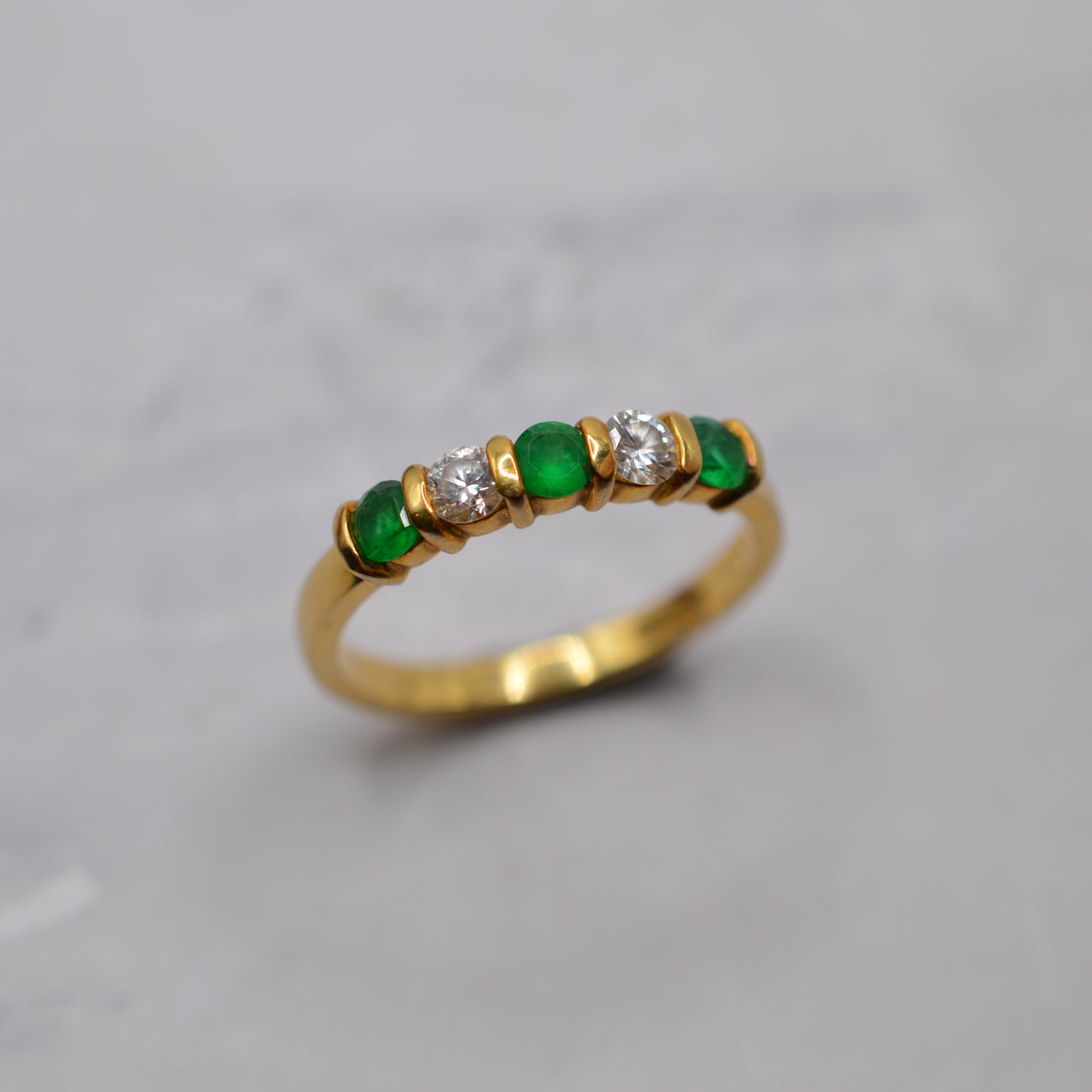 1990s 18ct Gold Emerald & Diamond Five-Stone Ring
