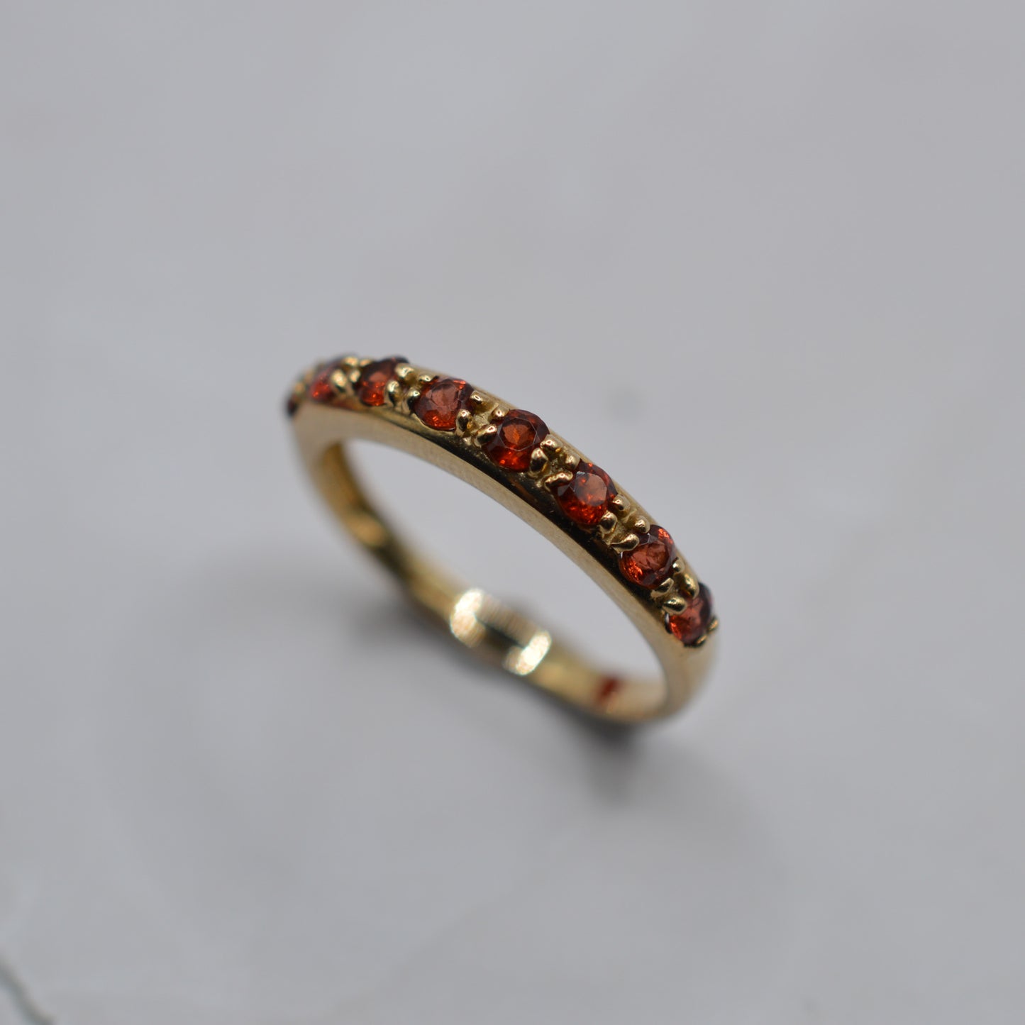 Y2K 9ct Gold Garnet Half-Eternity Ring