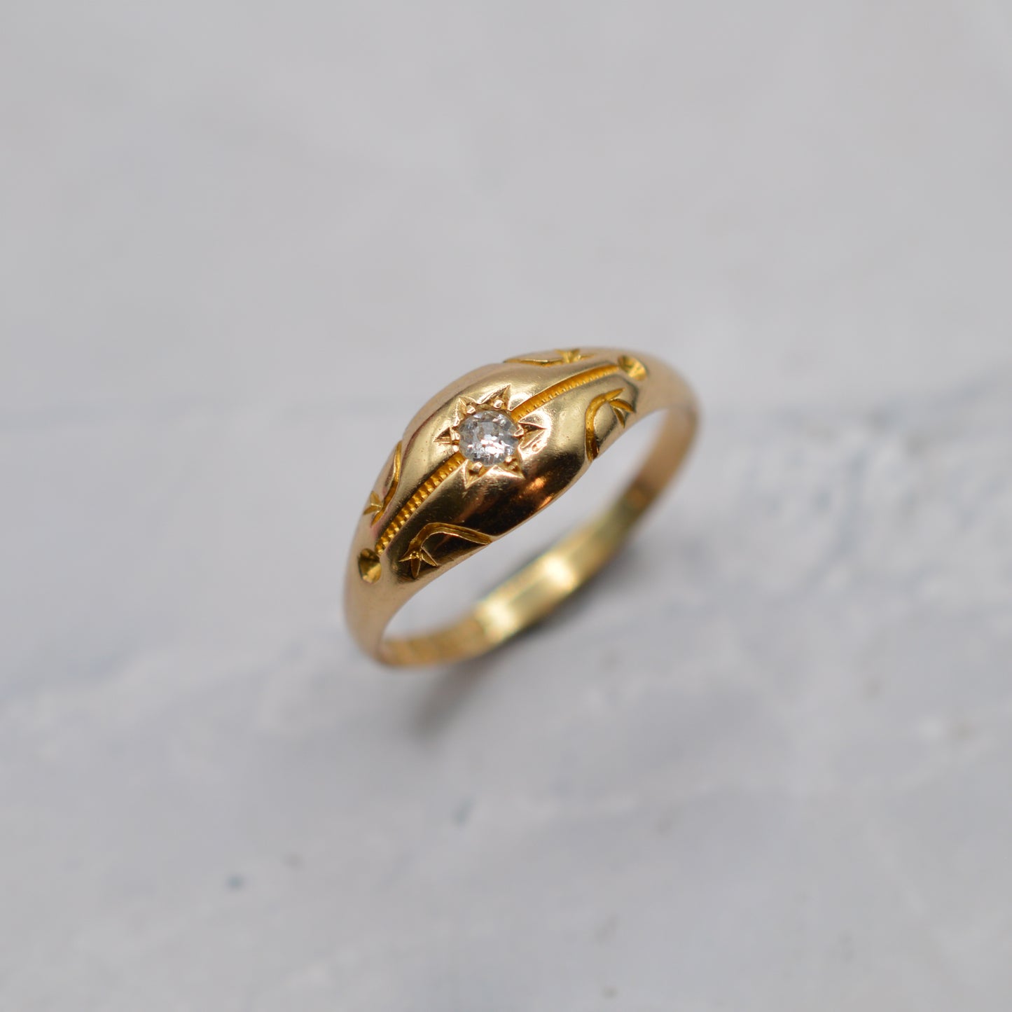 Victorian 1898 18ct Gold Diamond Gypsy Ring