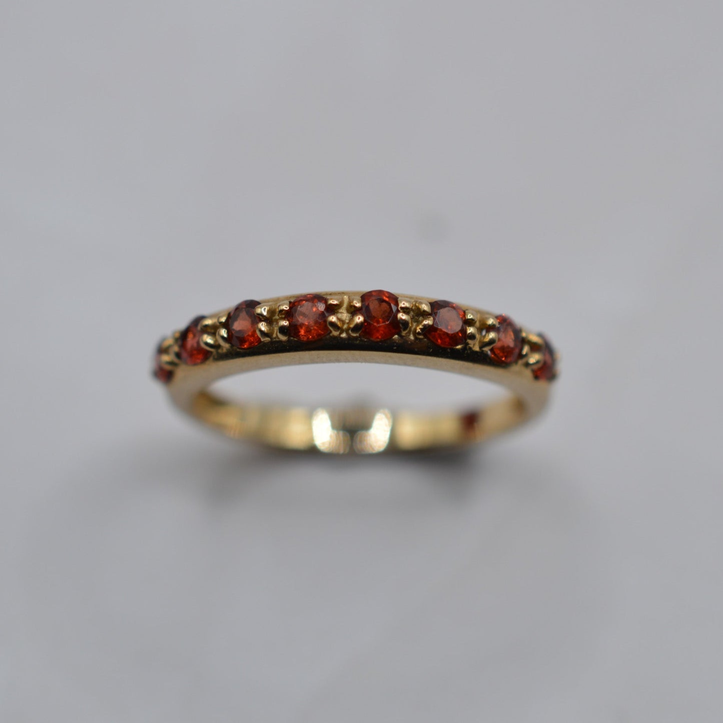 Y2K 9ct Gold Garnet Half-Eternity Ring