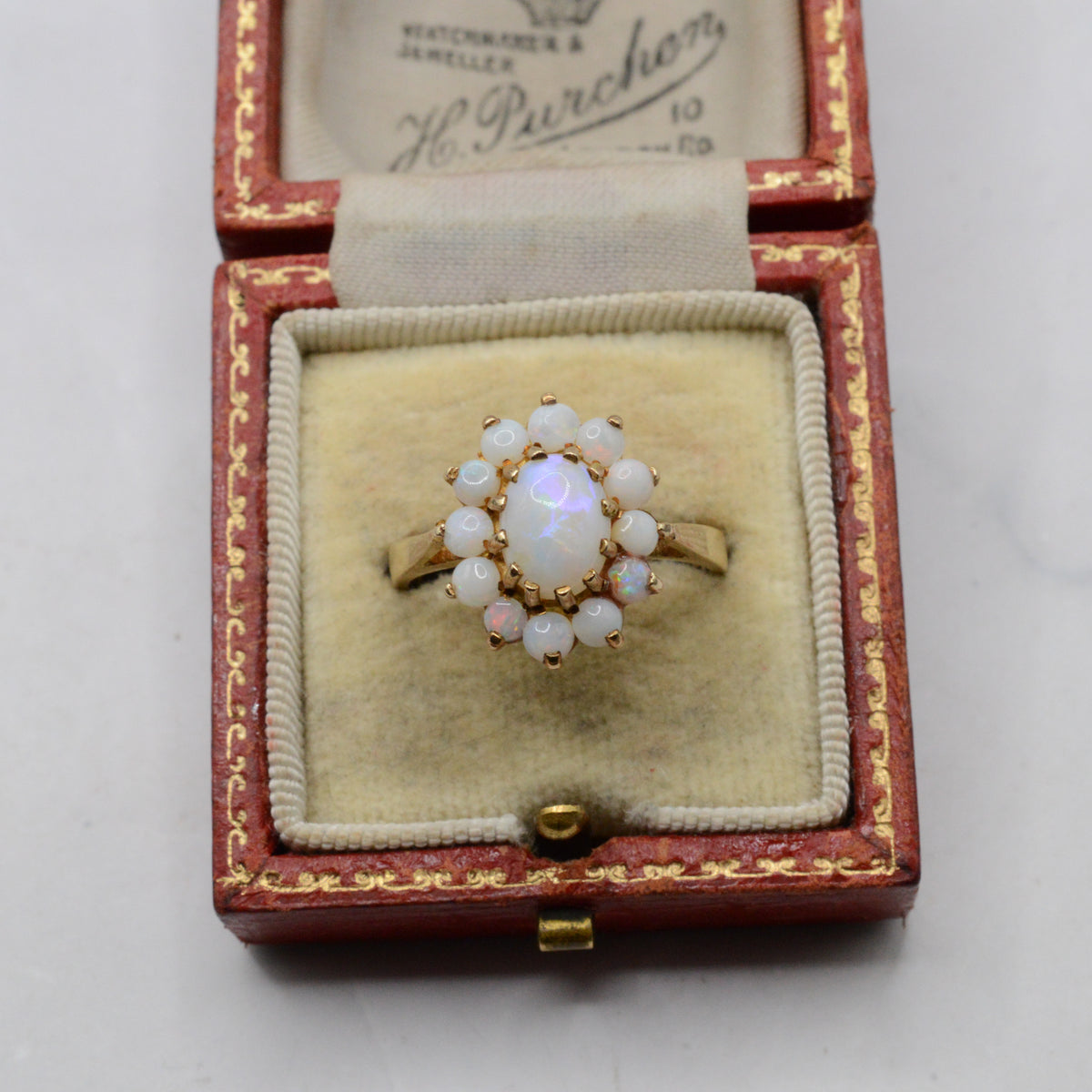 1970s Vintage 9ct Gold Opal Cluster Ring