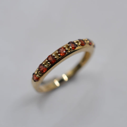 Y2K 9ct Gold Garnet Half-Eternity Ring