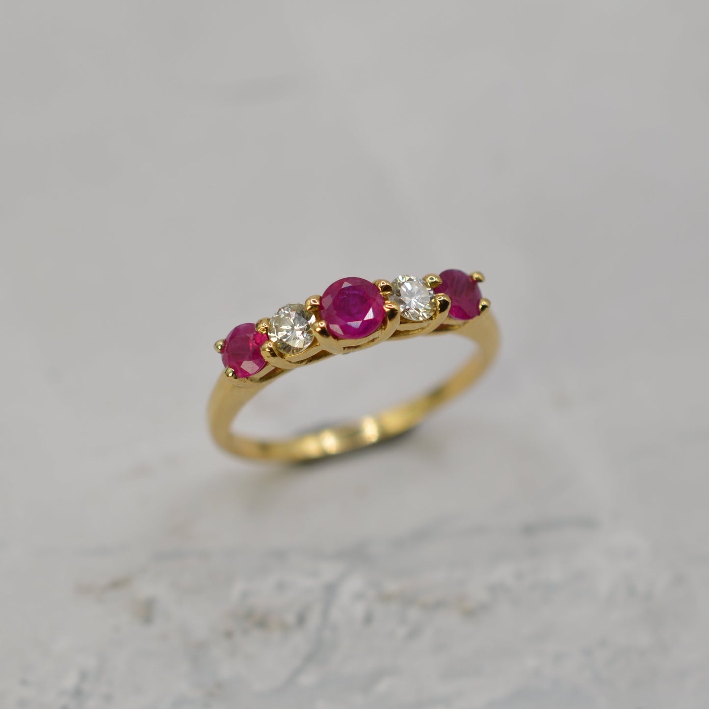 18ct Gold Ruby & Diamond Five-Stone Ring