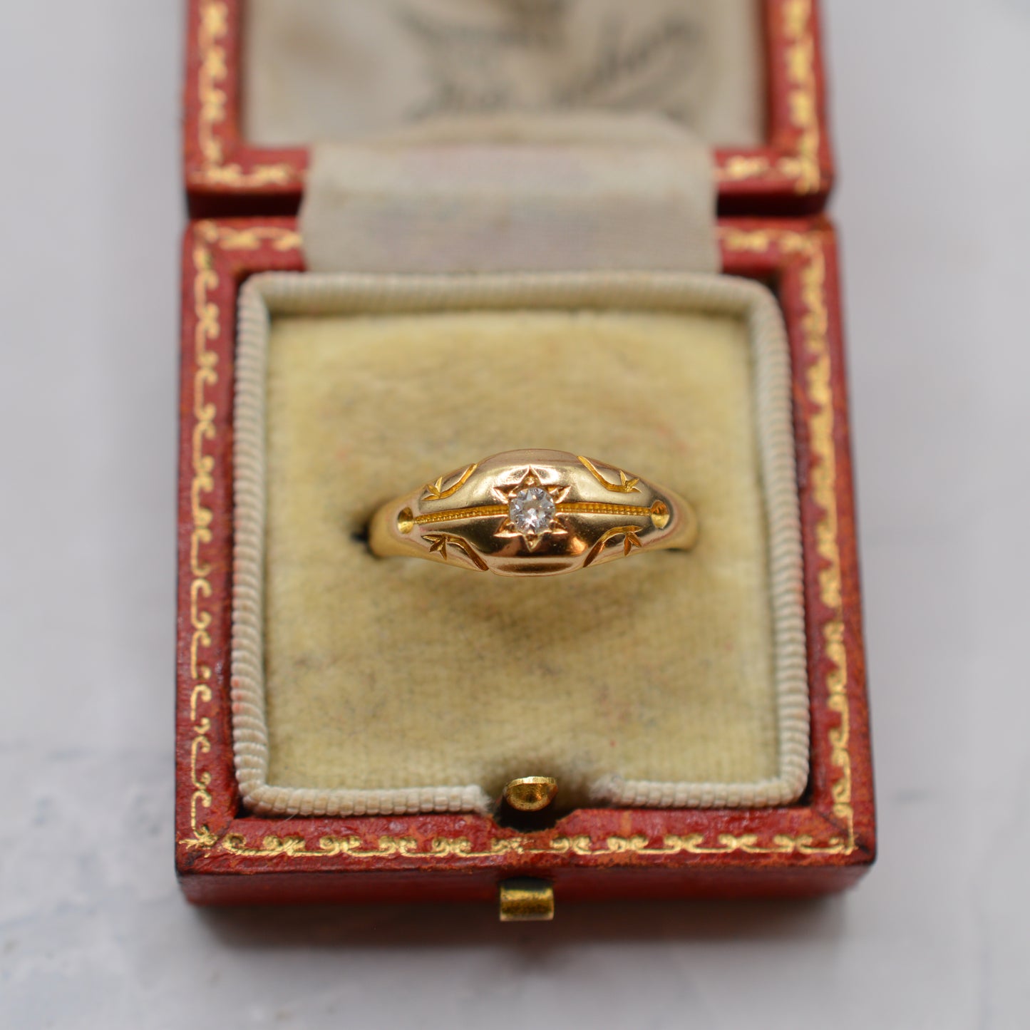 Victorian 1898 18ct Gold Diamond Gypsy Ring