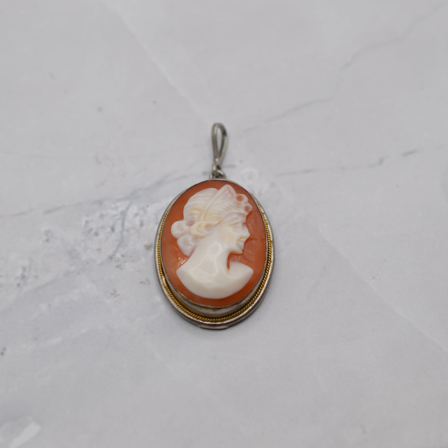 Vintage .800 Silver Cameo Pendant