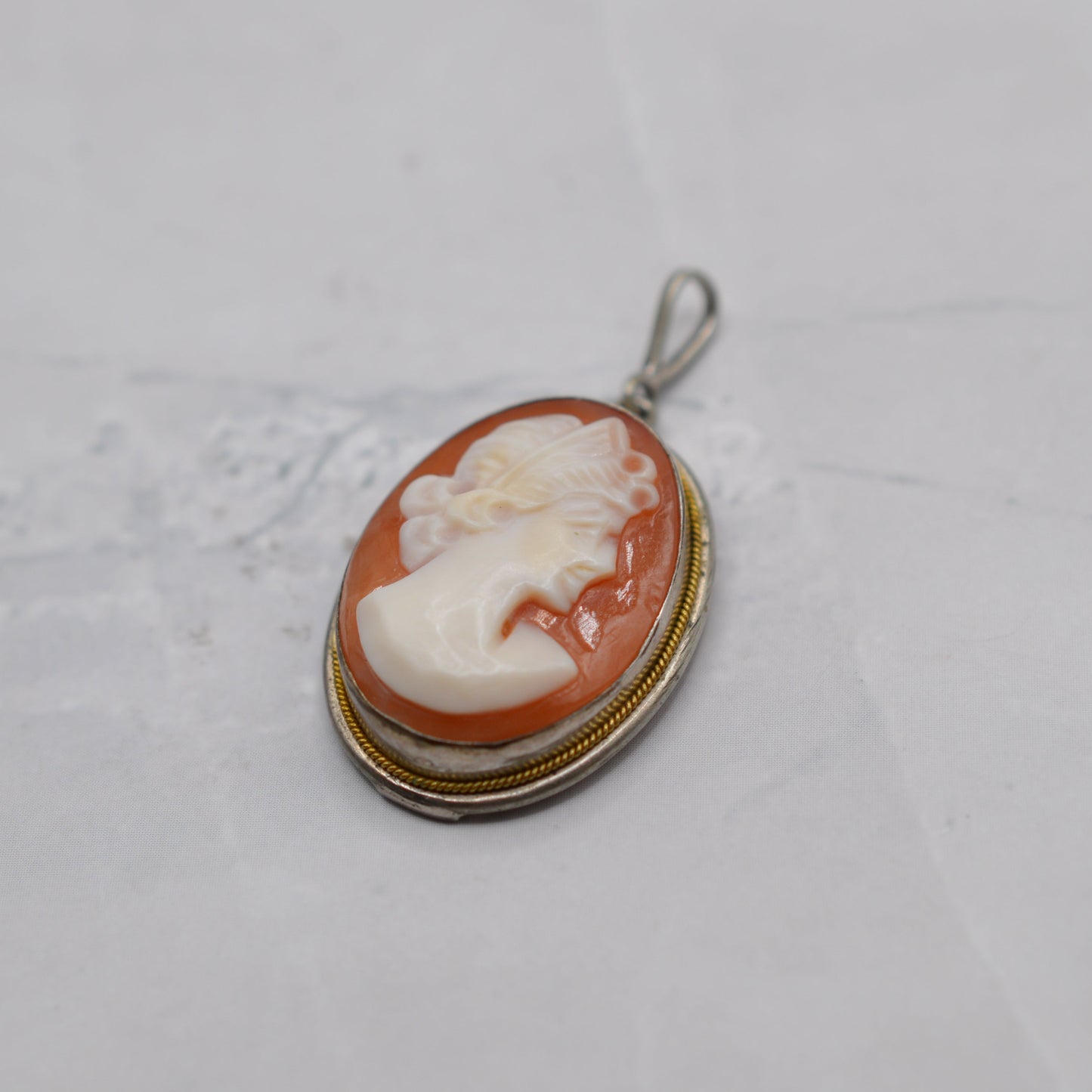 Vintage .800 Silver Cameo Pendant