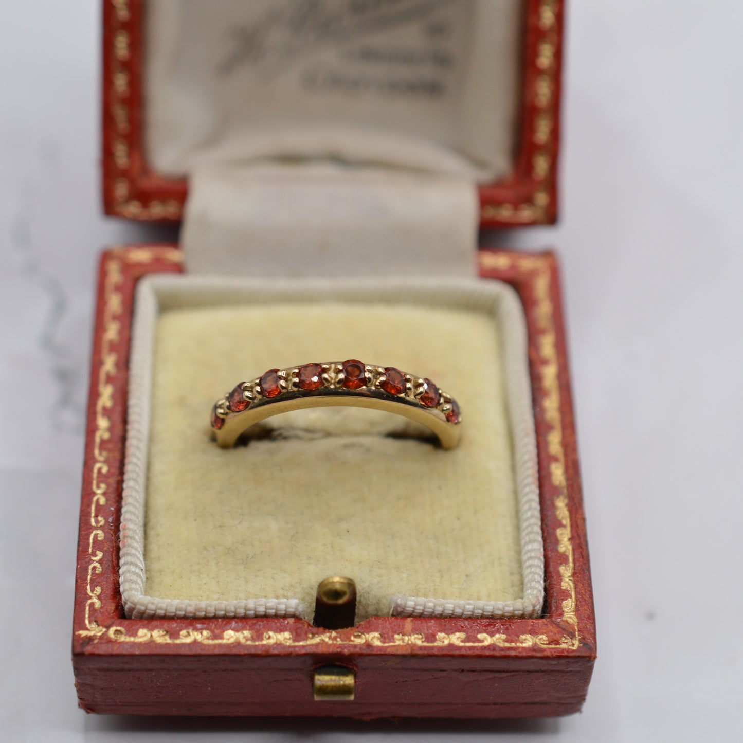Y2K 9ct Gold Garnet Half-Eternity Ring
